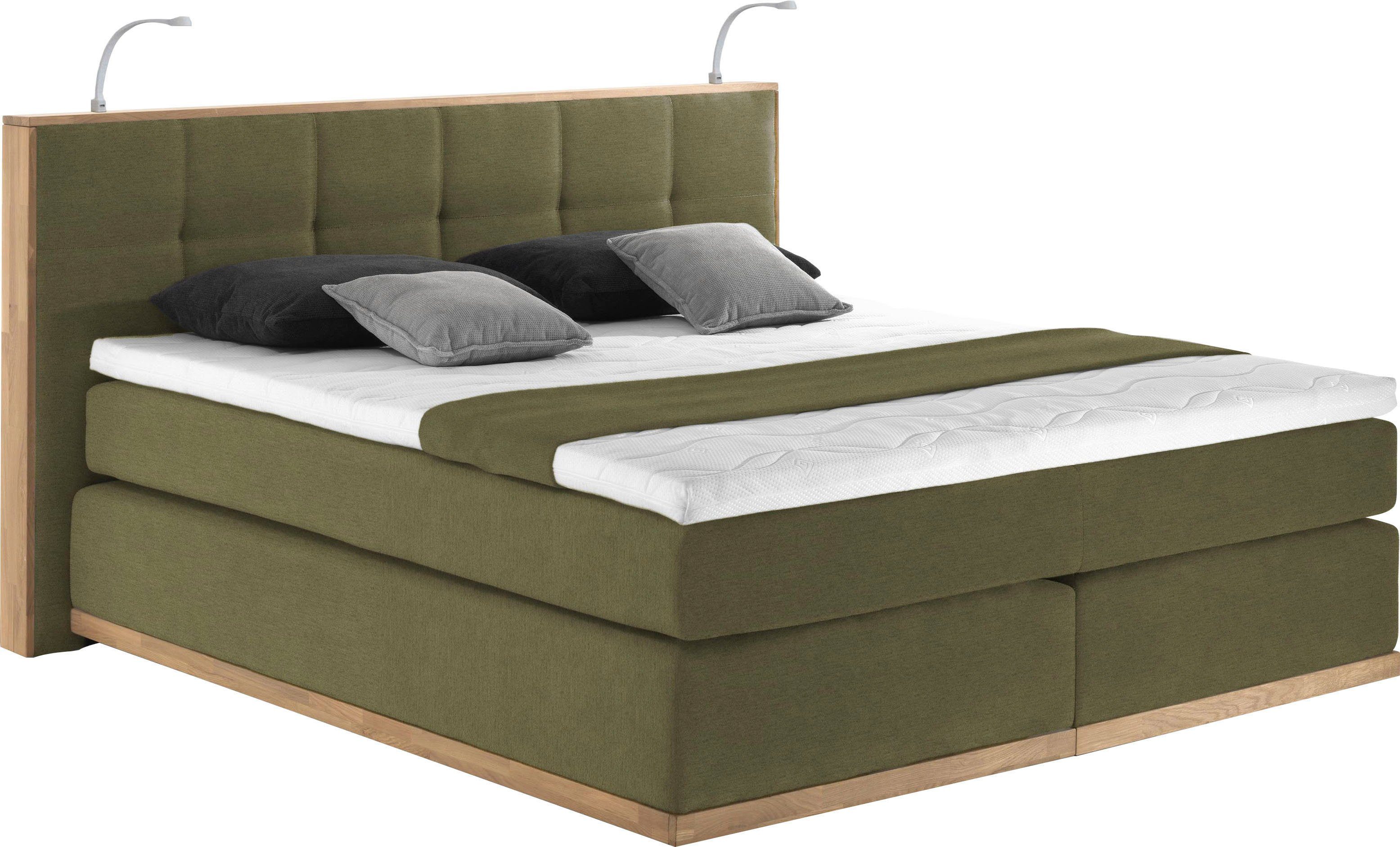 Places of Style Boxspring Vinton van eiken, met ledverlichting, verschillende hardheden (ook h4) (5-delig - 5-delig)