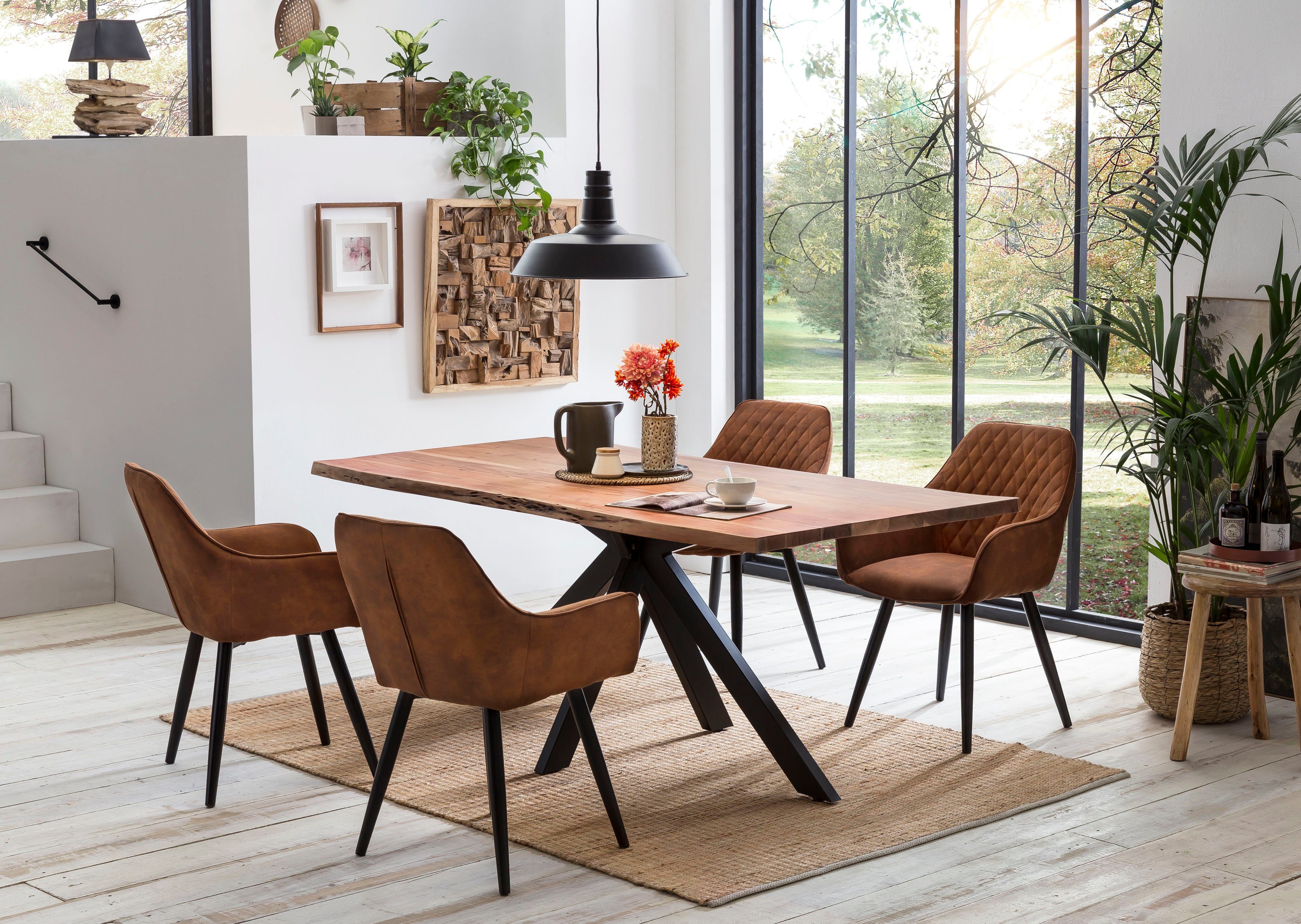 Home affaire Eettafel Manhattan met echte boomrand