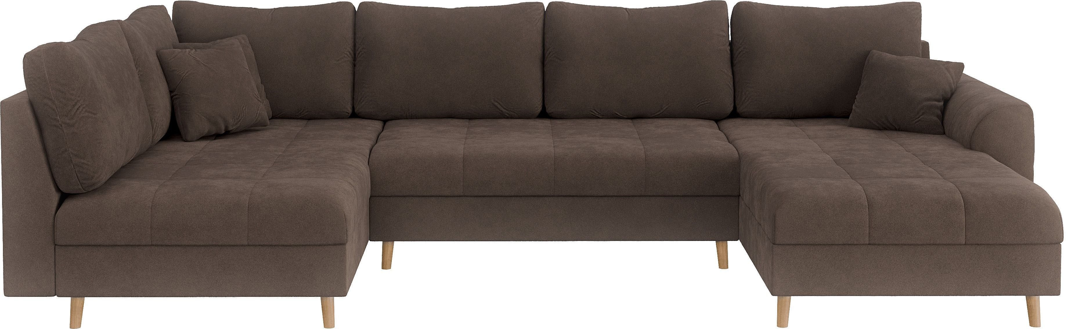 Home affaire Zithoek CHARRE U-vorm met ottomane, afmetingen B/D/H: 310/161/81 cm fijne stiksels, losse rug- en sierkussens, ook in cord en bouclé