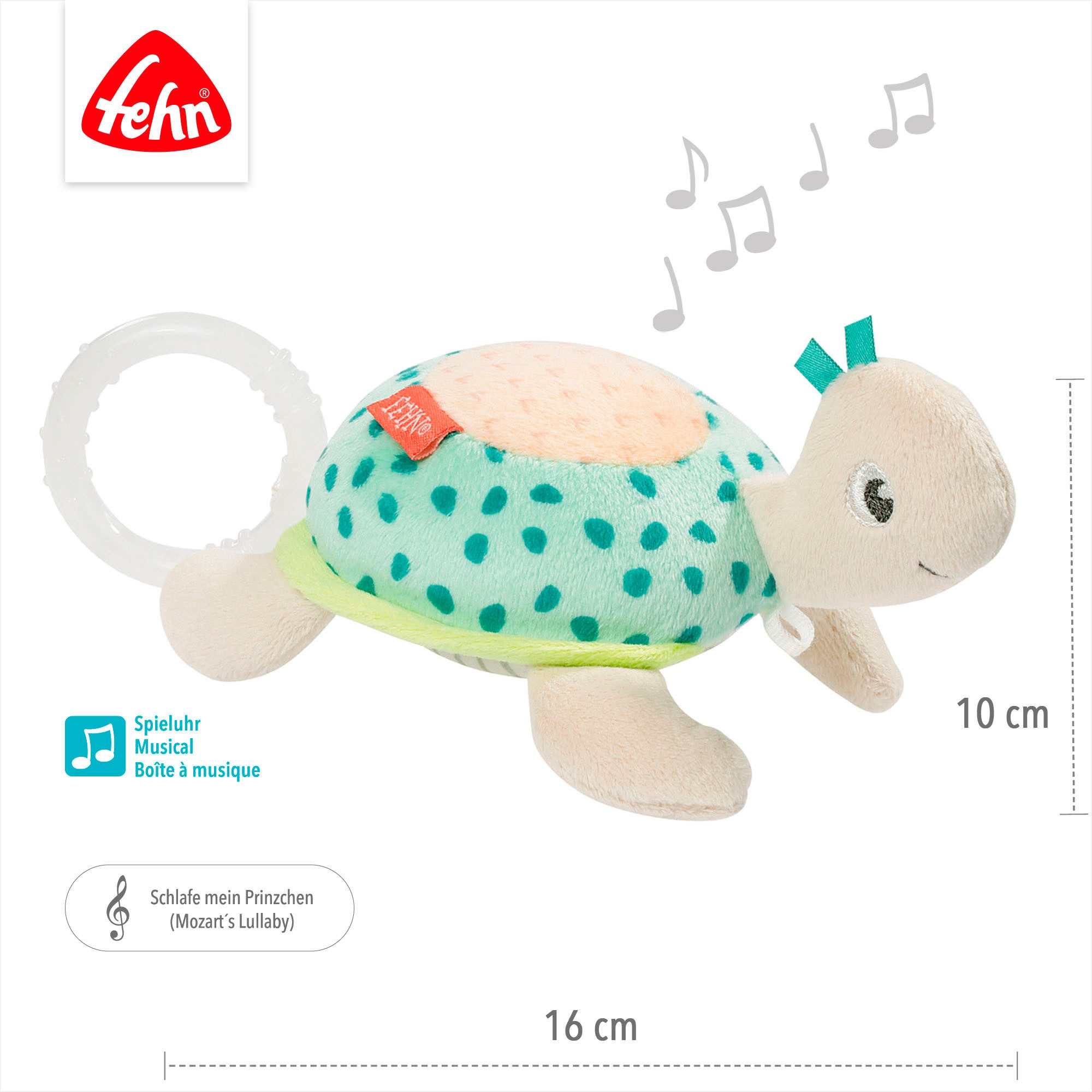 Fehn Speeldoosje Zeekinderen, schildpad met uitneembare speeldoos