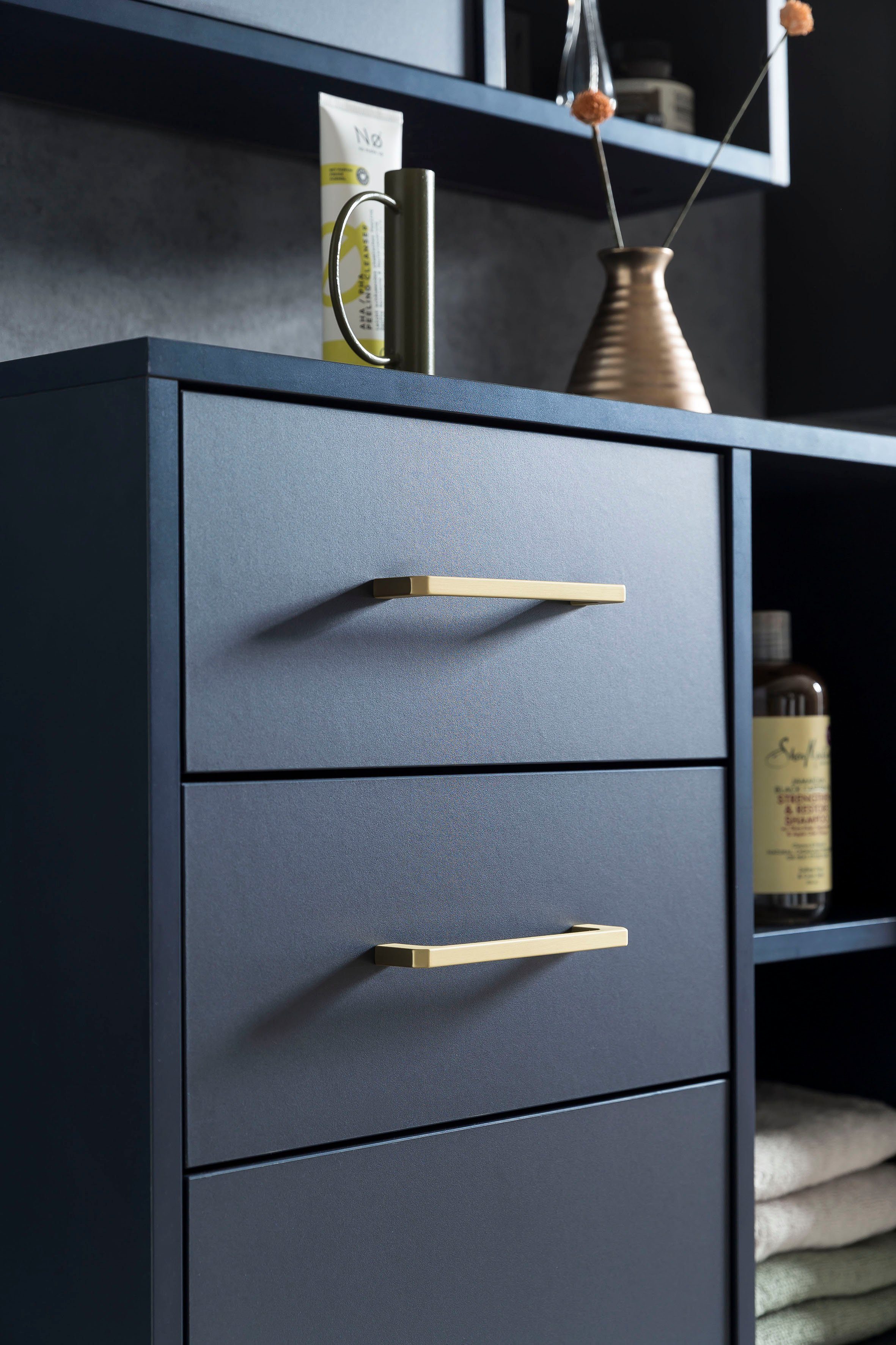 welltime Halfhoge kast Kent met goudkleurige handgrepen