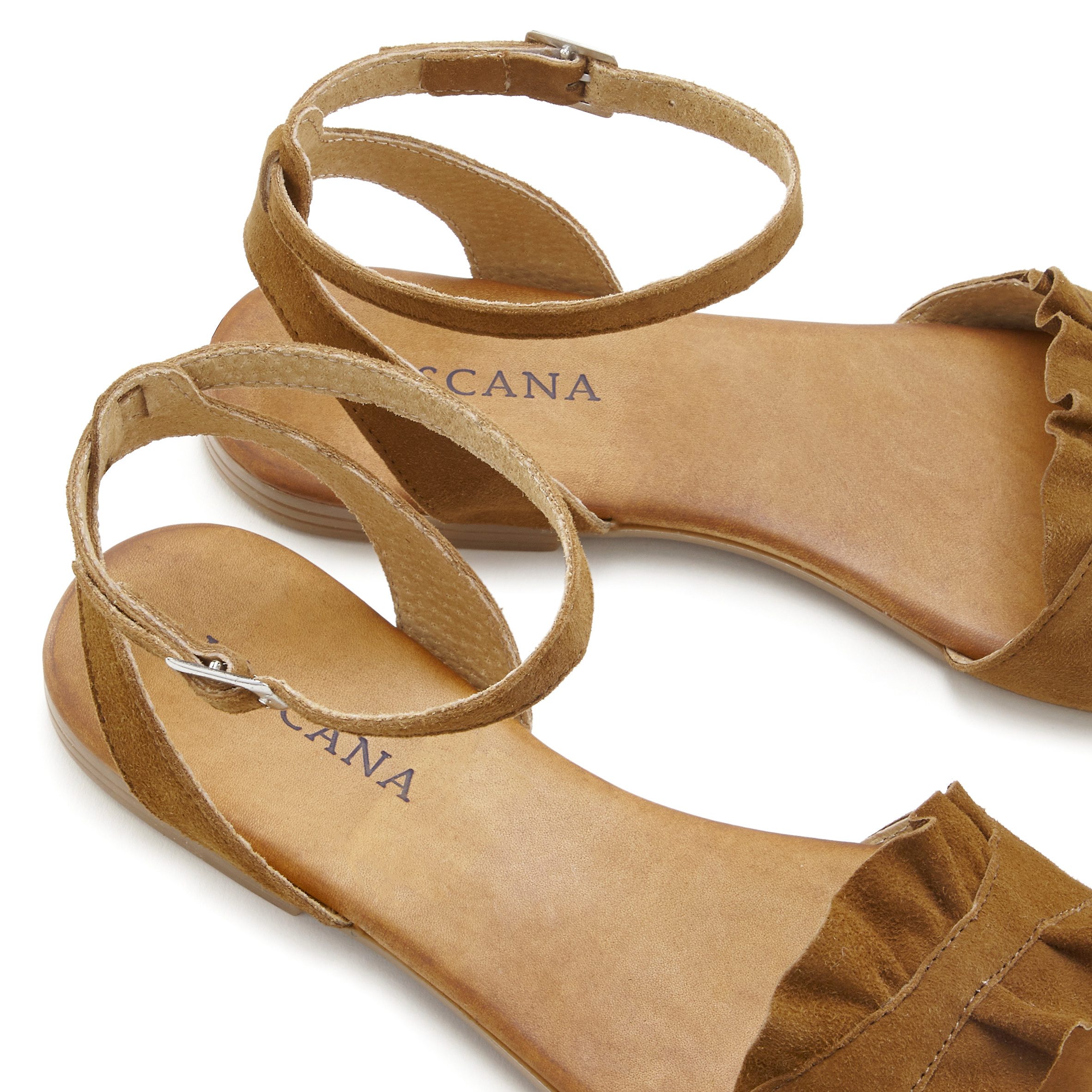Lascana Sandalen Zomerschoen Sandalette, zomerschoen van hoogwaardig leer met kleine ruches