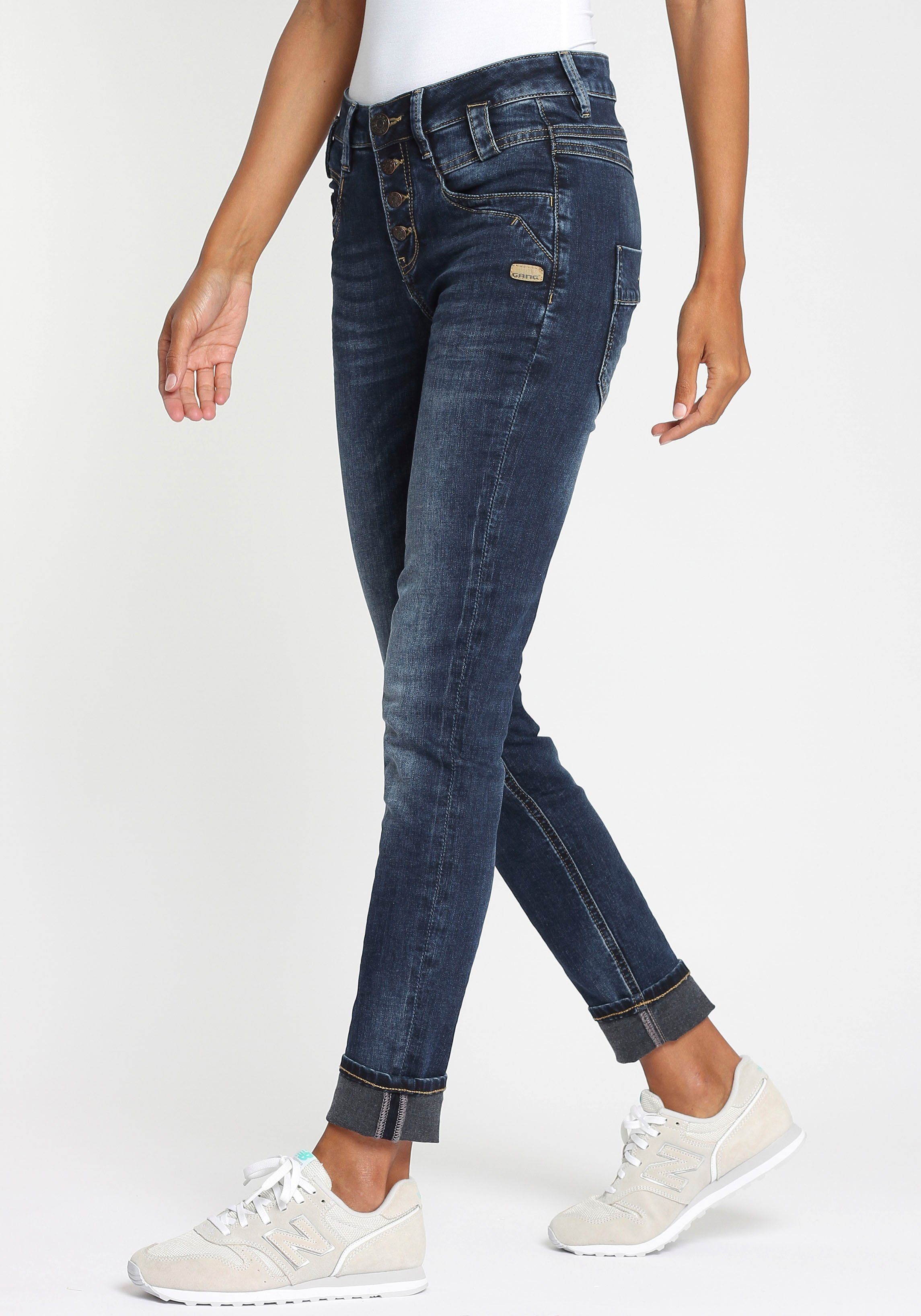 GANG Slim fit jeans 94CARLI met open knoopsluiting