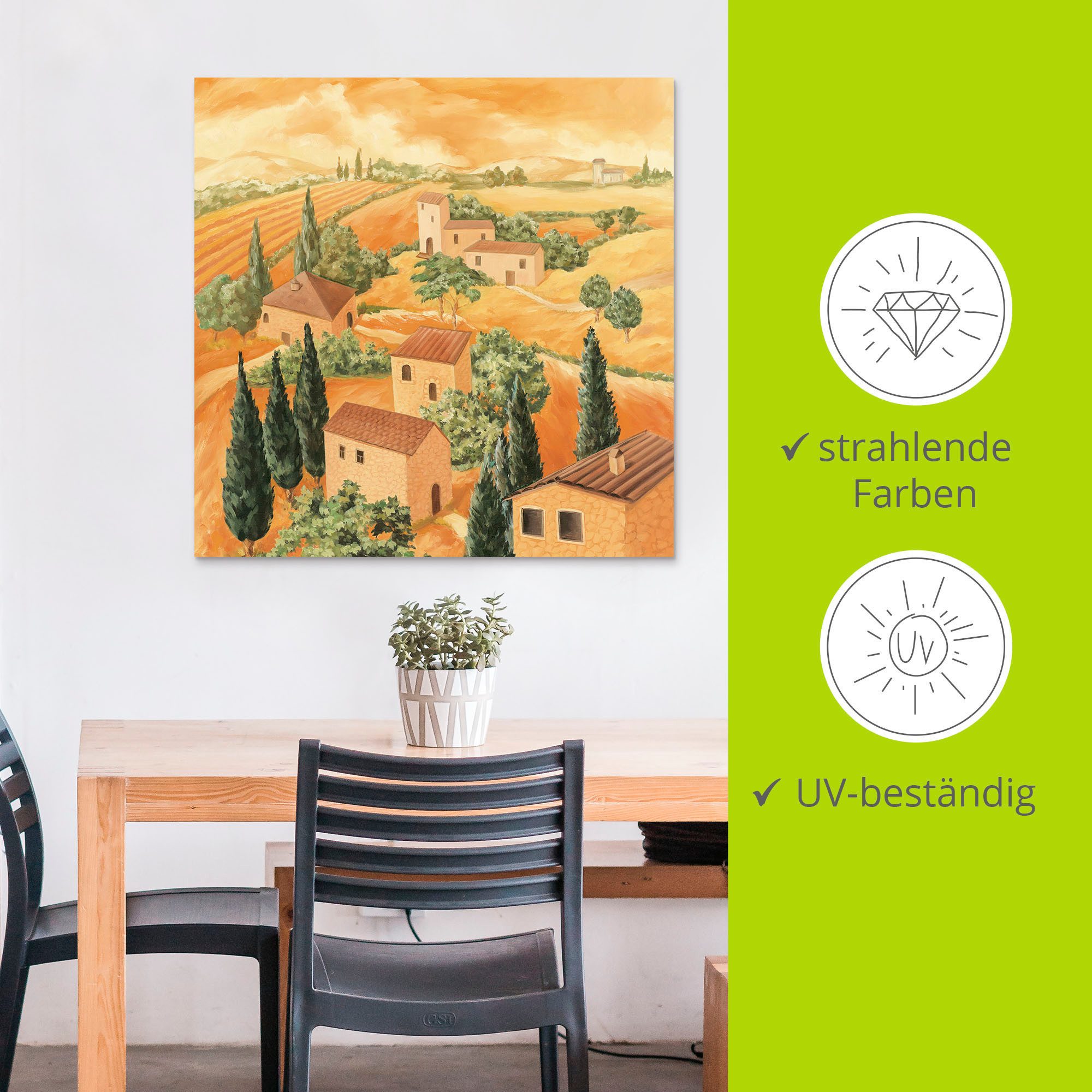 Artland Artprint Landschap Italië als artprint van aluminium, artprint voor buiten, artprint op linnen, poster in verschillende maten. maten