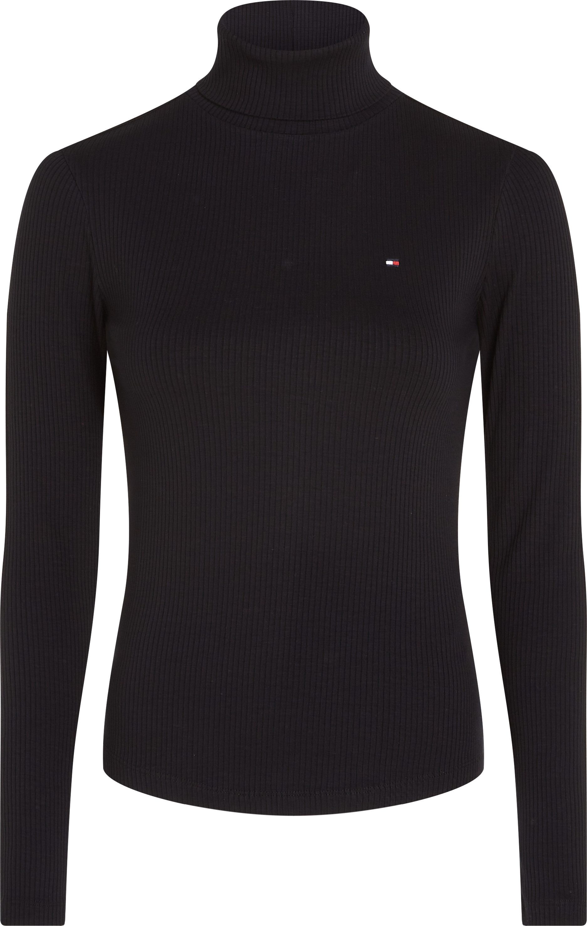 Tommy Hilfiger Shirt met lange mouwen SLIM 5X2 RIB ROLL-NK LS in een geribde structuur