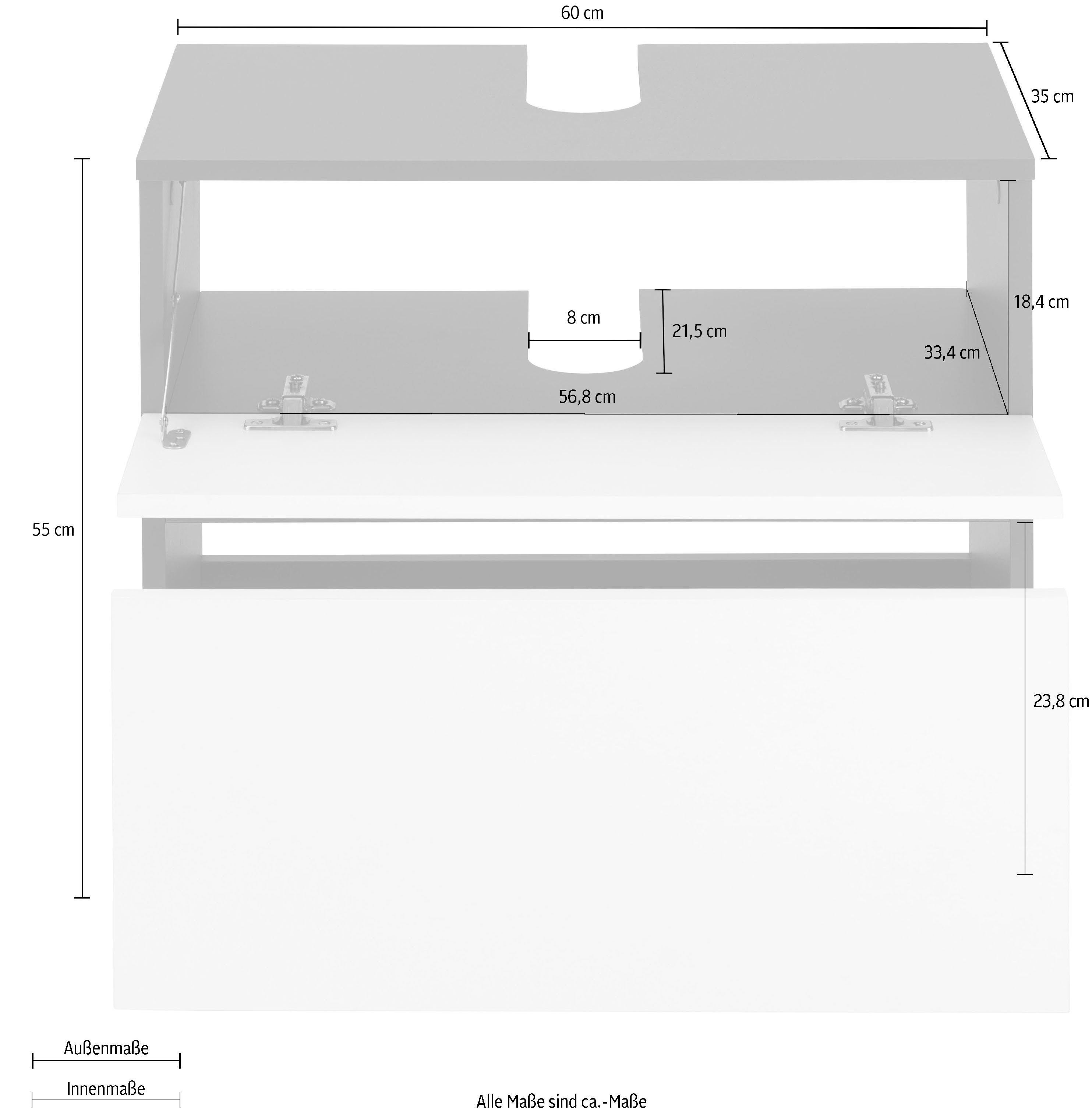 Home affaire Wastafelonderkast Wisla Sifon uitsparing, push-to-open functie, breedte 60 cm, hoogte 55 cm