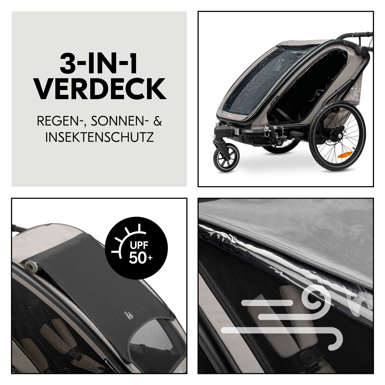 Hauck Kinderen fiets aanhanger Bike N Walk Duo voor 2 kinderen, incl. dissel