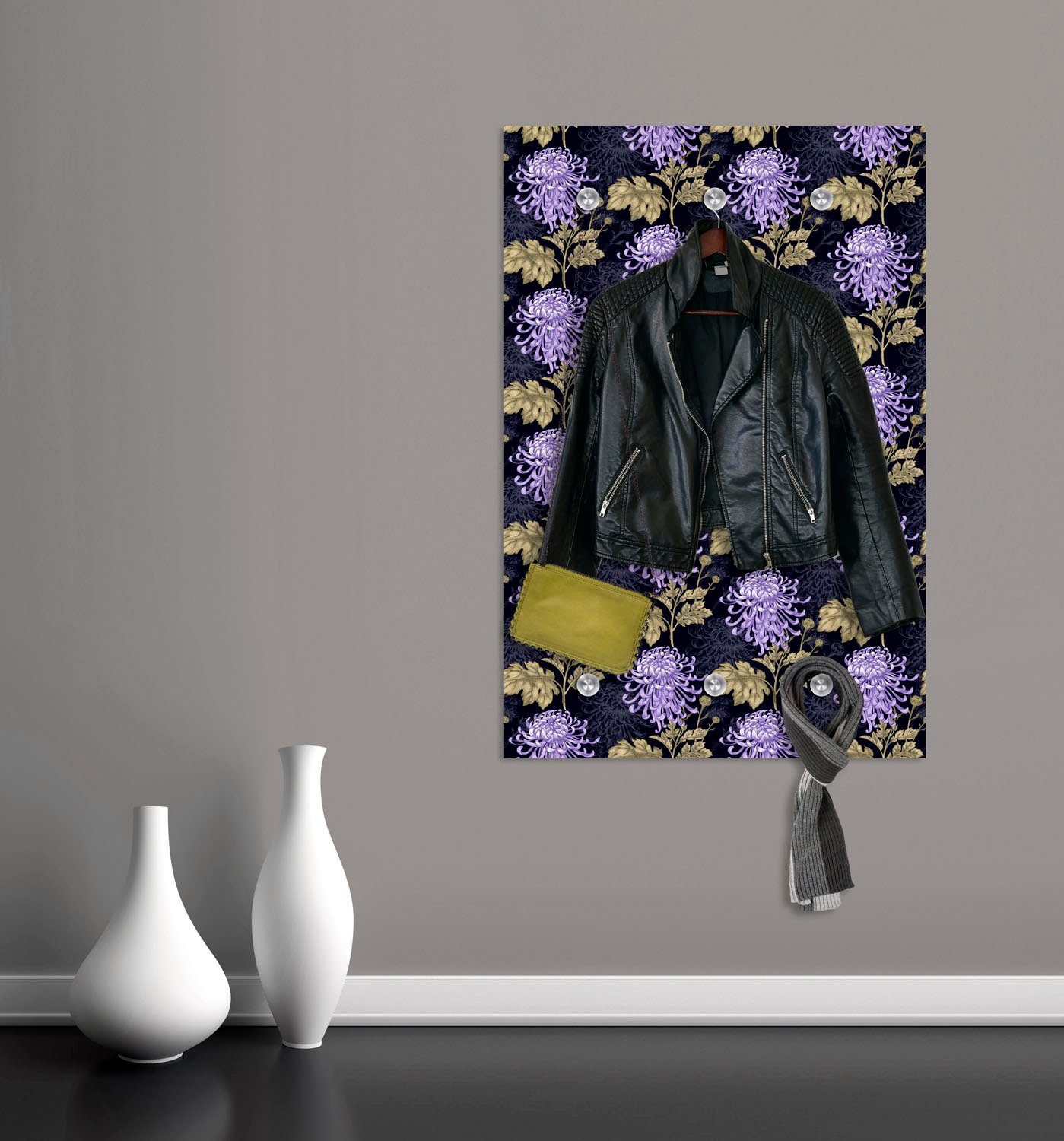 queence Kapstok Bloemen met 6 haken, 80 x 120 cm