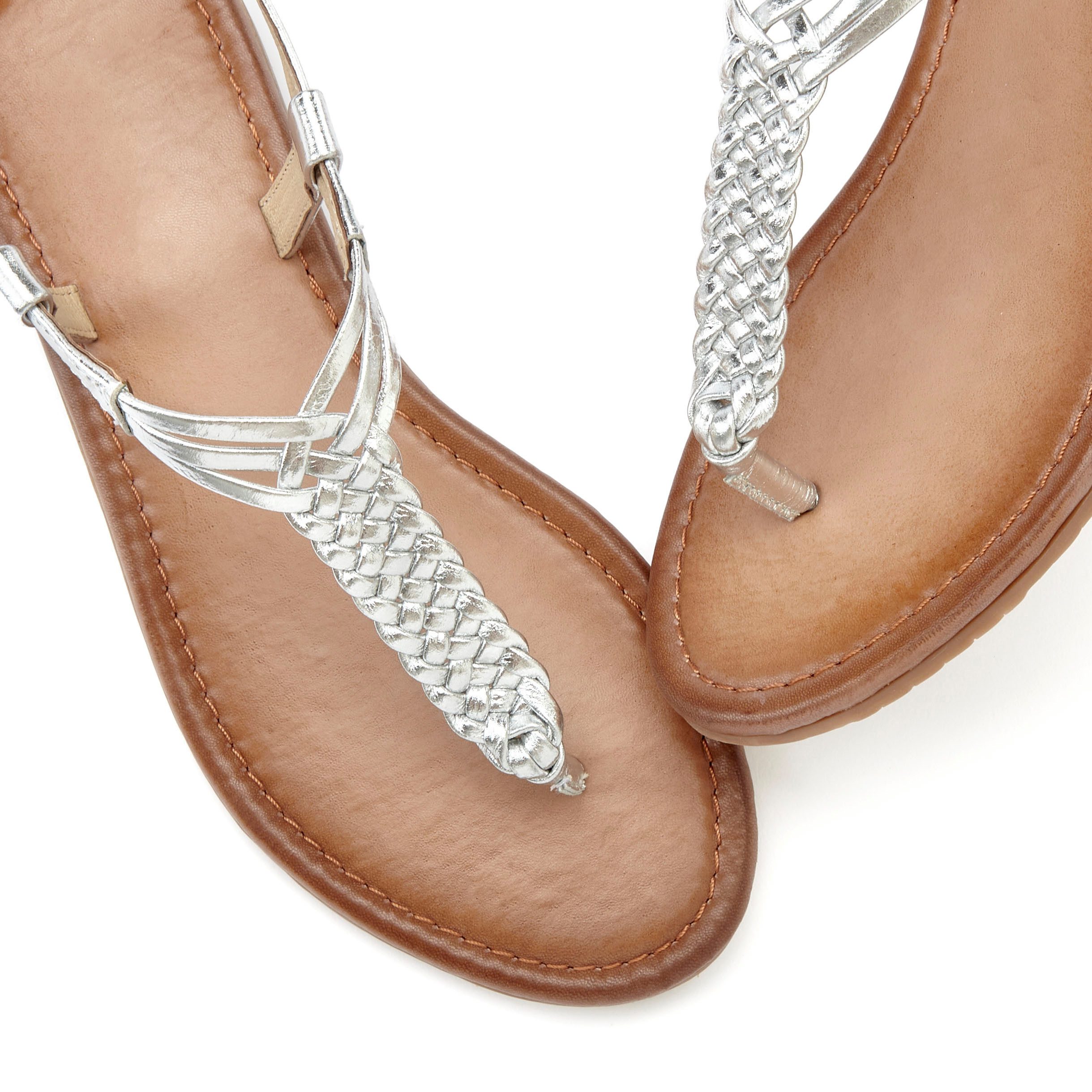 Vivance Teenslippers Sandalette, zomerschoen, sandaal van leer met vlecht-look