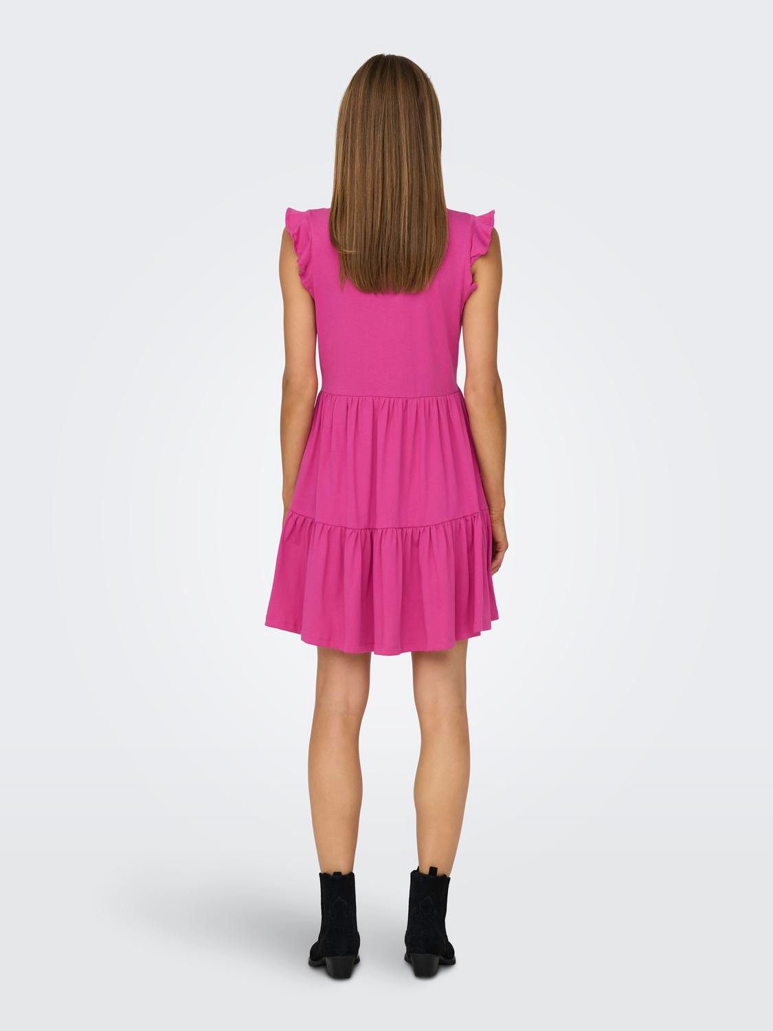 Only Jerseyjurk ONLMAY CAP SLEEVES FRILL DRESS