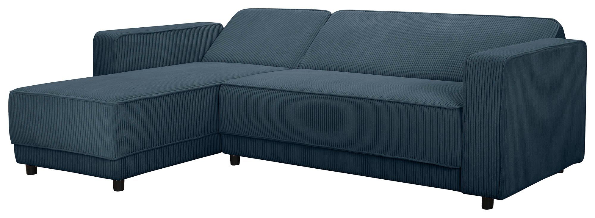 Dorel Home Hoekbank Allie slaapbank 230 cm met relaxfunctie in de rugleuning Slaapbank functie (108/194,5 cm), trendy ribfluweel of onderhoudsvriendelijk velours