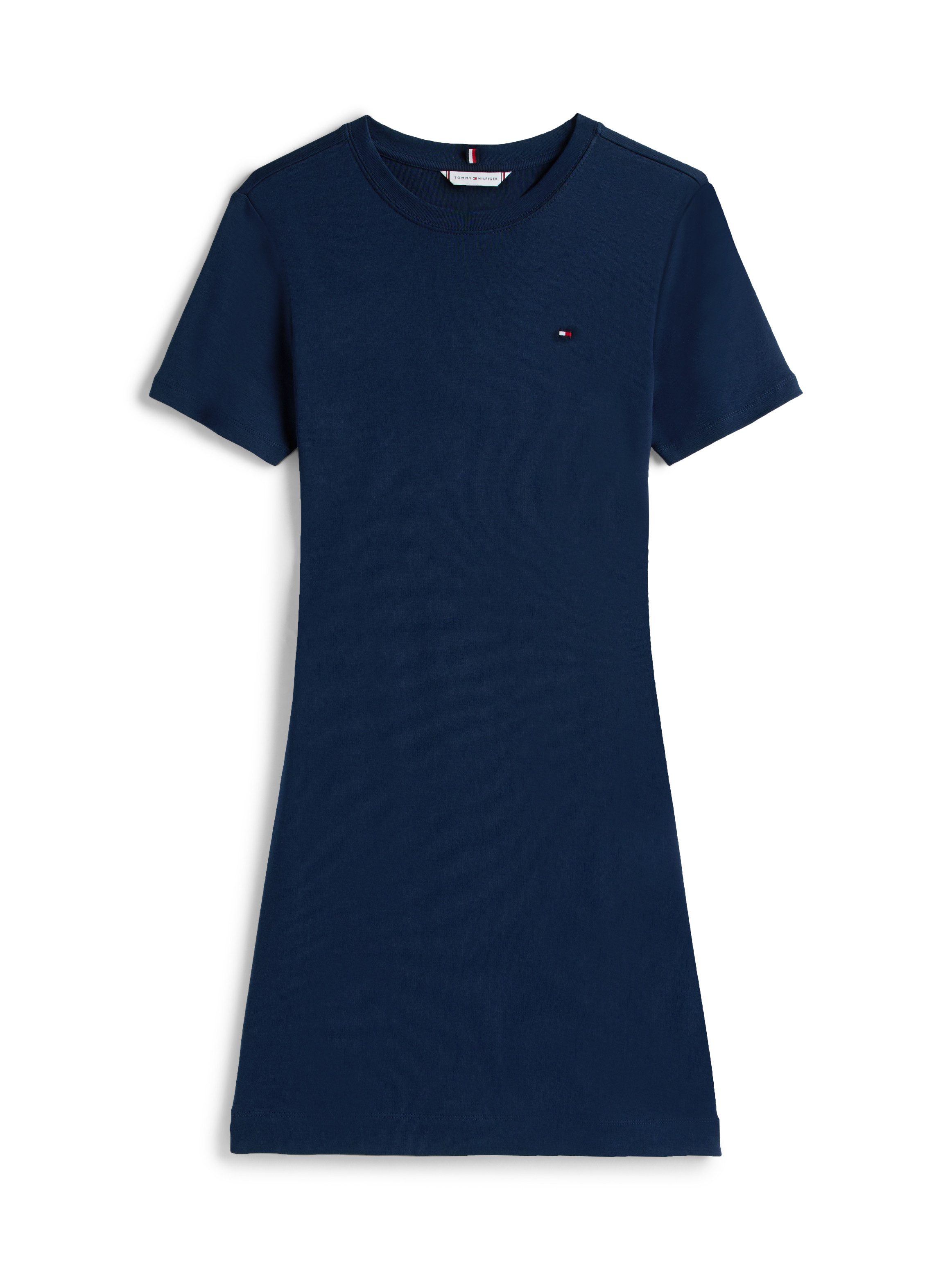 Tommy Hilfiger Shirtjurk NEW CODY STR SLIM SHORT DRS SS met allover streepdessin, logo-vlag