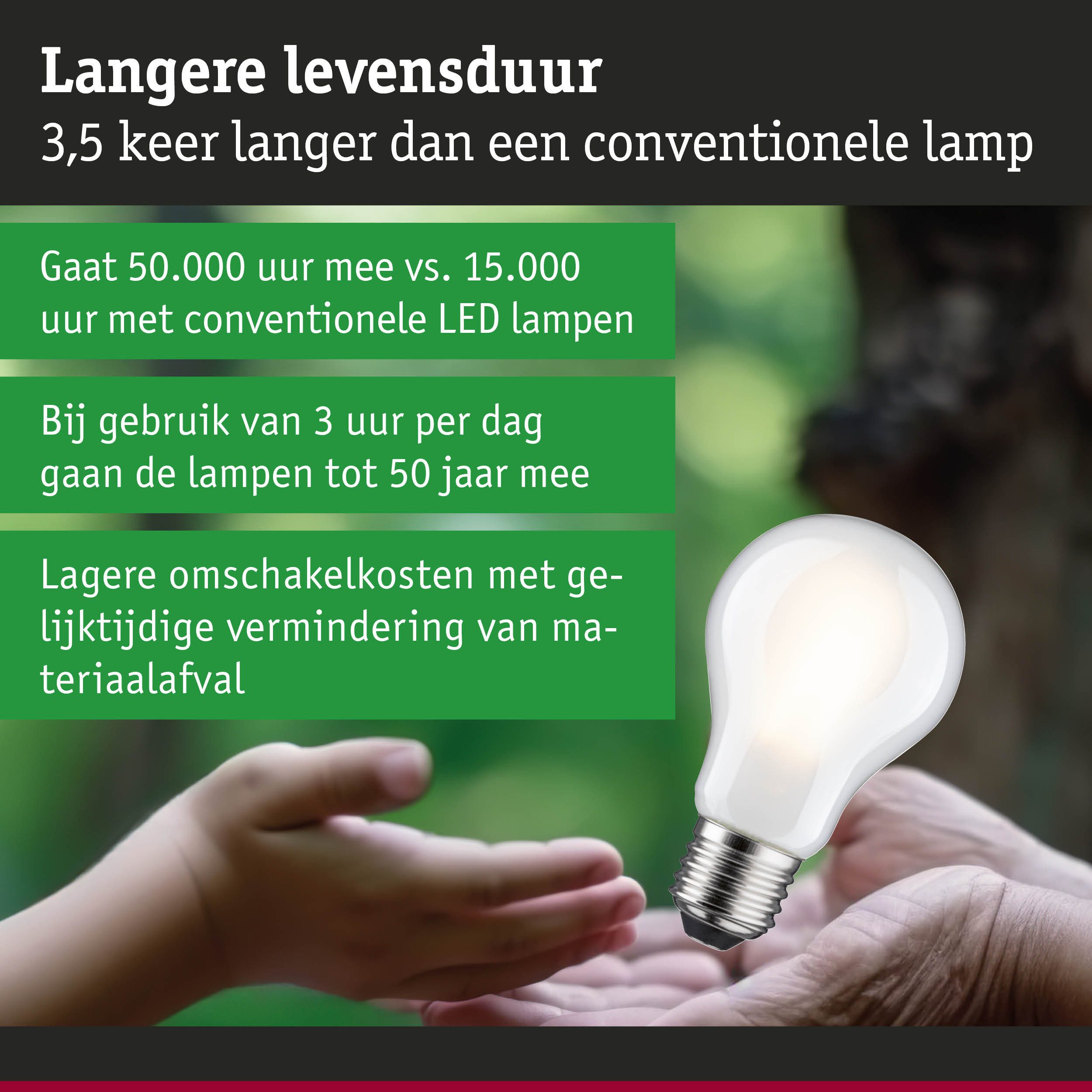 Paulmann Led-verlichting Eco-Line filament 230V LED-lamp E27 1055lm 5,7W 3000K dimbaar mat (1 stuk)