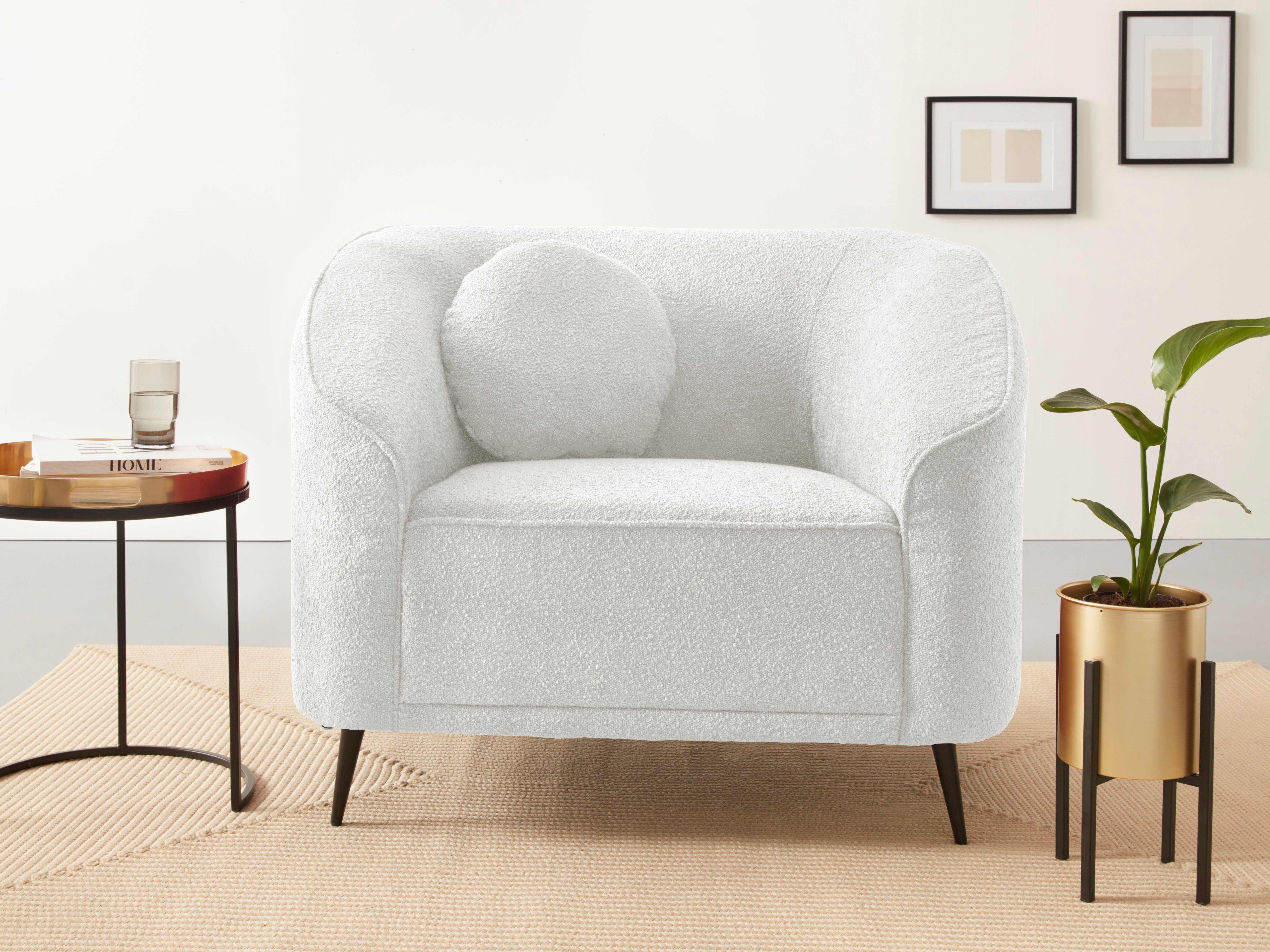 Leonique Fauteuil Ashly in 3 overtrekvarianten, bouclé, fluwelige look en zachte structuurstof.