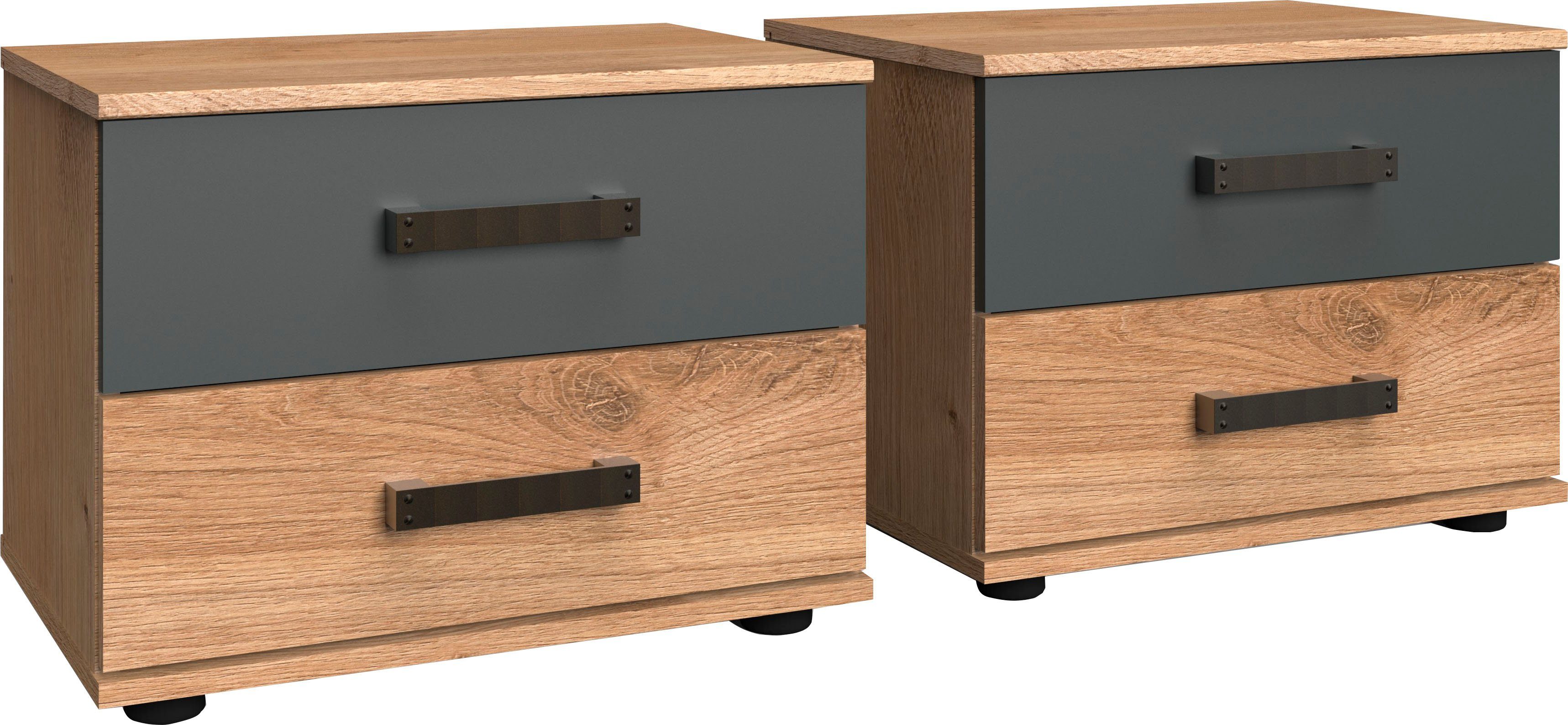 Wimex Slaapkamerserie Stockholm, rustieke look in industrieel ontwerp 6-delig, kledingkast met spiegel, bed inclusief lades (set)