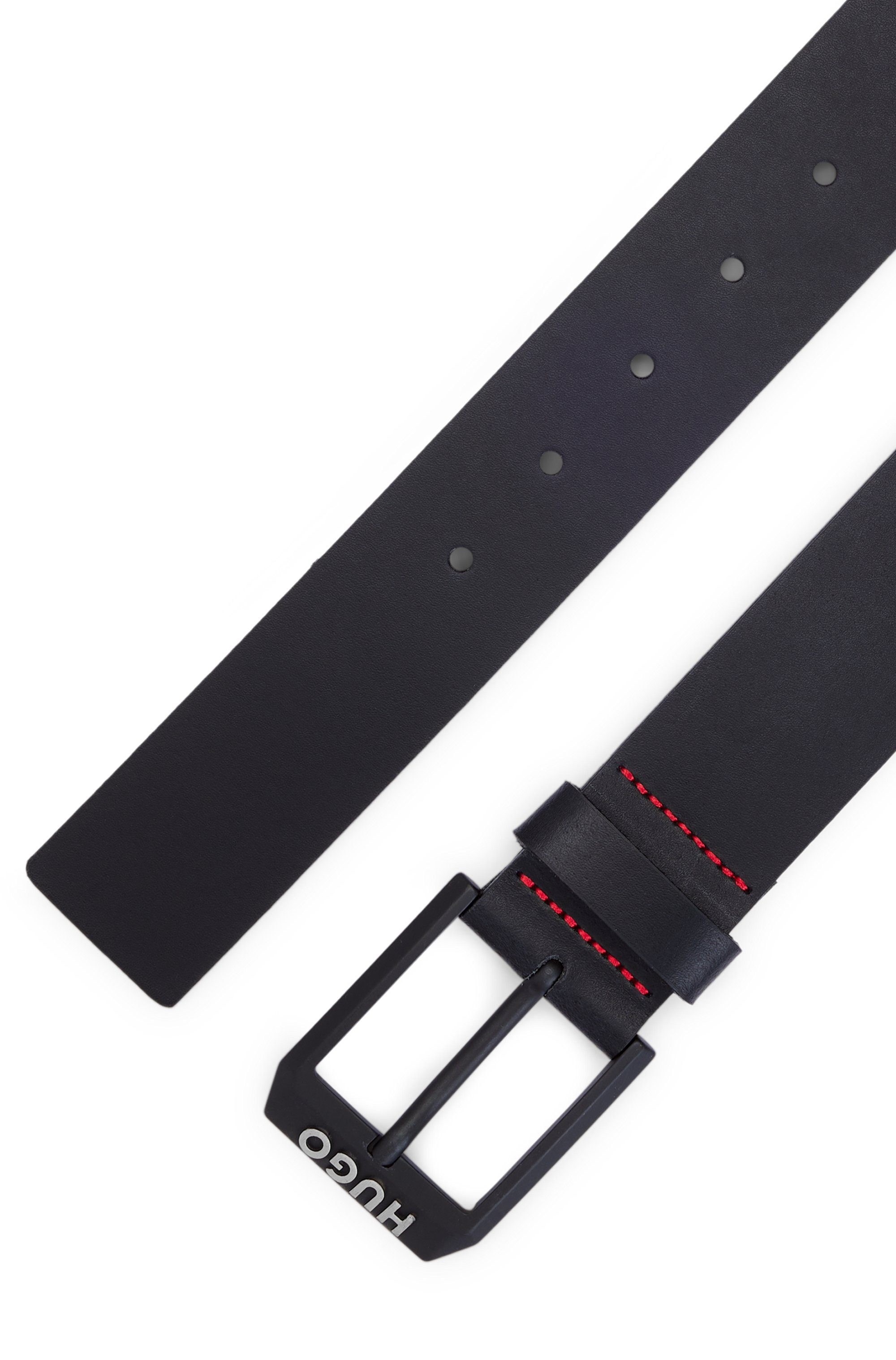 HUGO Leren riem Gelio-B_Sz40 HUGO merkembleem, rode treknaad