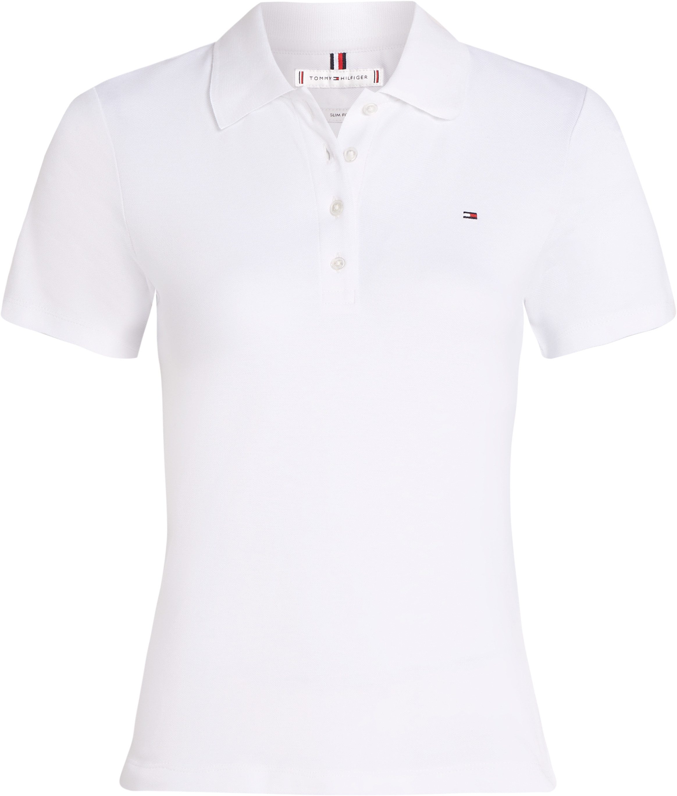 Tommy Hilfiger Poloshirt 1985 Slim Fit Pique Premium met logo-borduursel, met zijsplitten