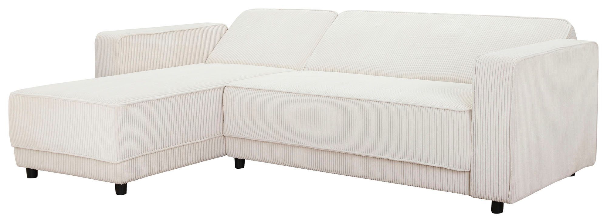Dorel Home Hoekbank Allie slaapbank 230 cm met relaxfunctie in de rugleuning Slaapbank functie (108/194,5 cm), trendy ribfluweel of onderhoudsvriendelijk velours