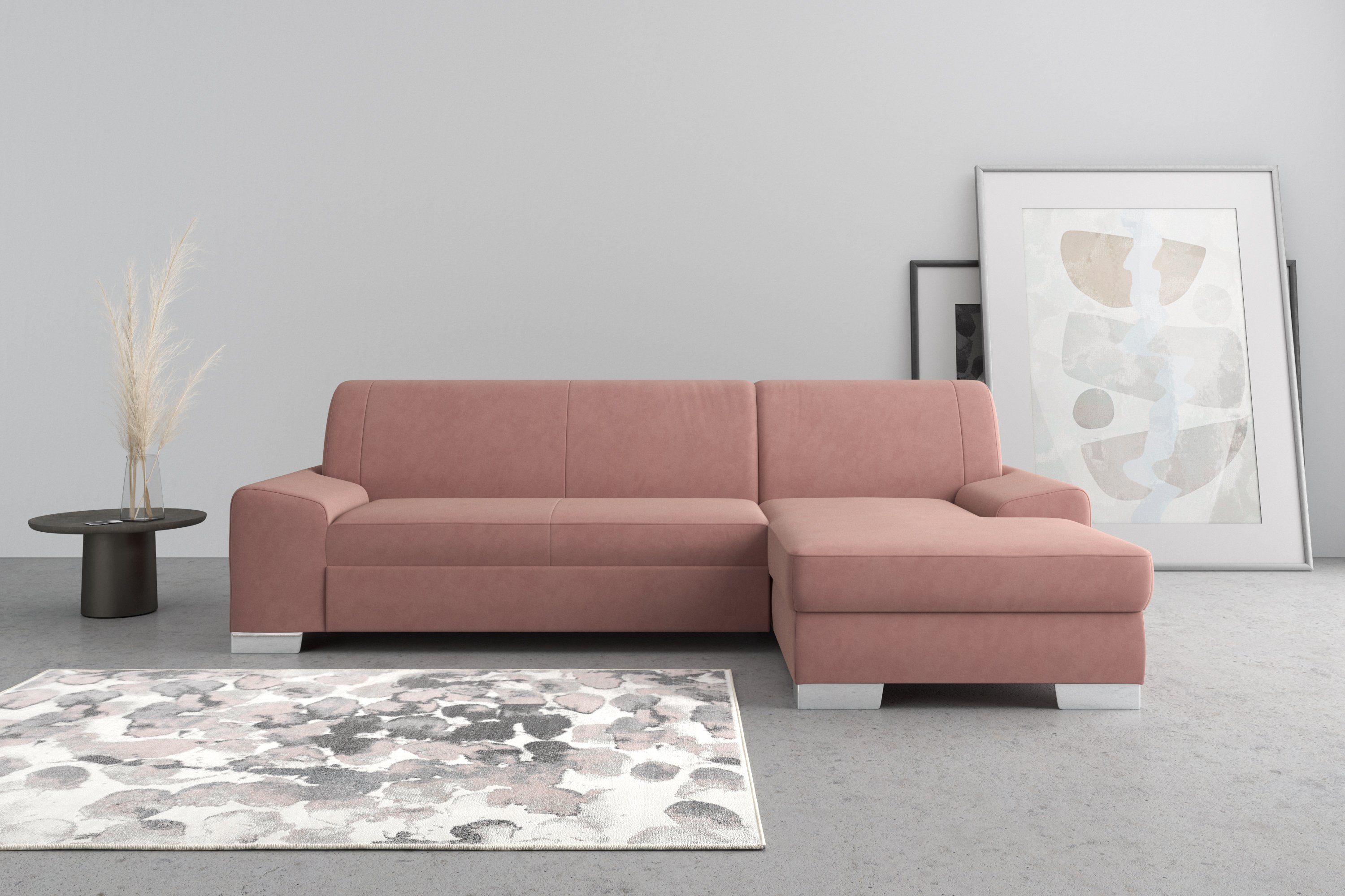 DOMO collection Hoekbank Anzio L-vorm, met bedfunctie, bonnellvering, hoogwaardig, breedte 271 cm