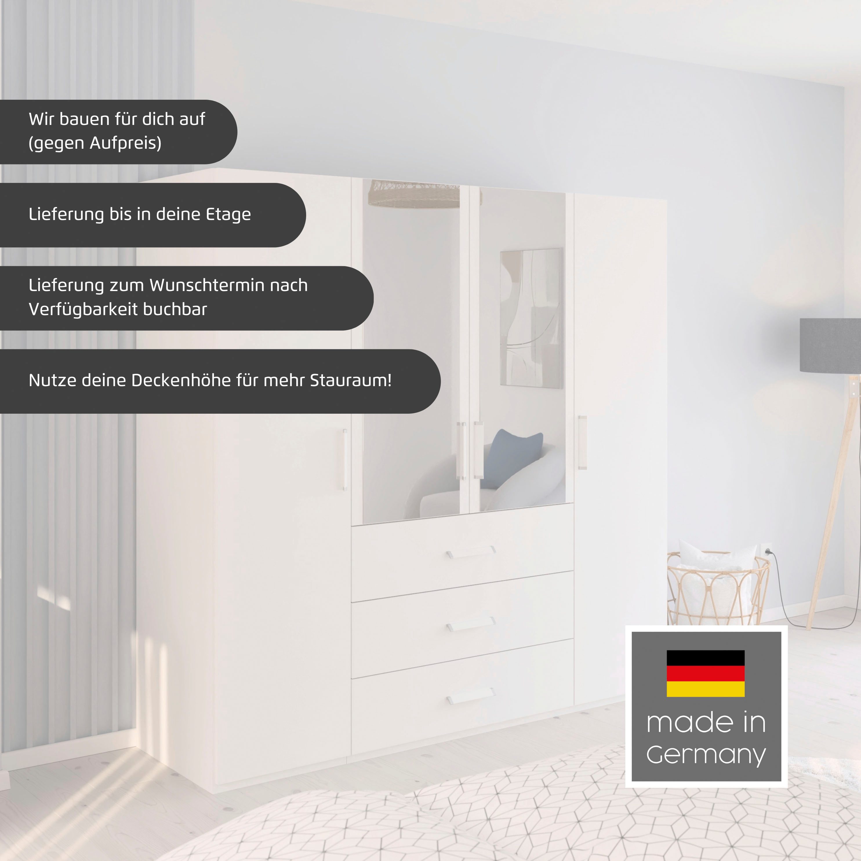rauch Draaideurkast Kledingkast Kast Garderobe Slaapkamerkast EVELYN in elegante stijl, veel opbergruimte 4 breedtes en 2 hoogtes made in germany