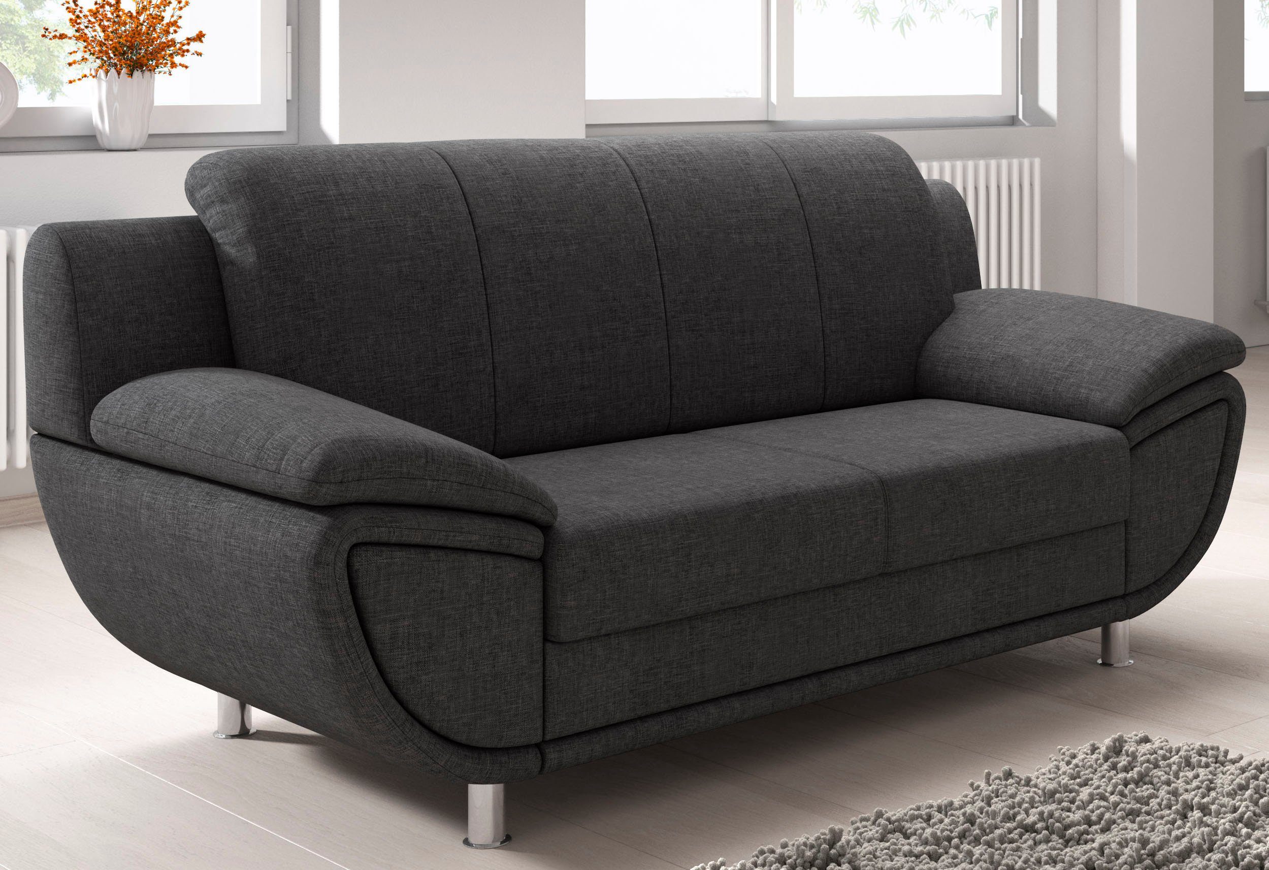TRENDMANUFAKTUR 2-zitsbank Rondo II, tijdloos en comfortabel, naar keuze met comfortabele binnenvering, met extra brede armleuningen