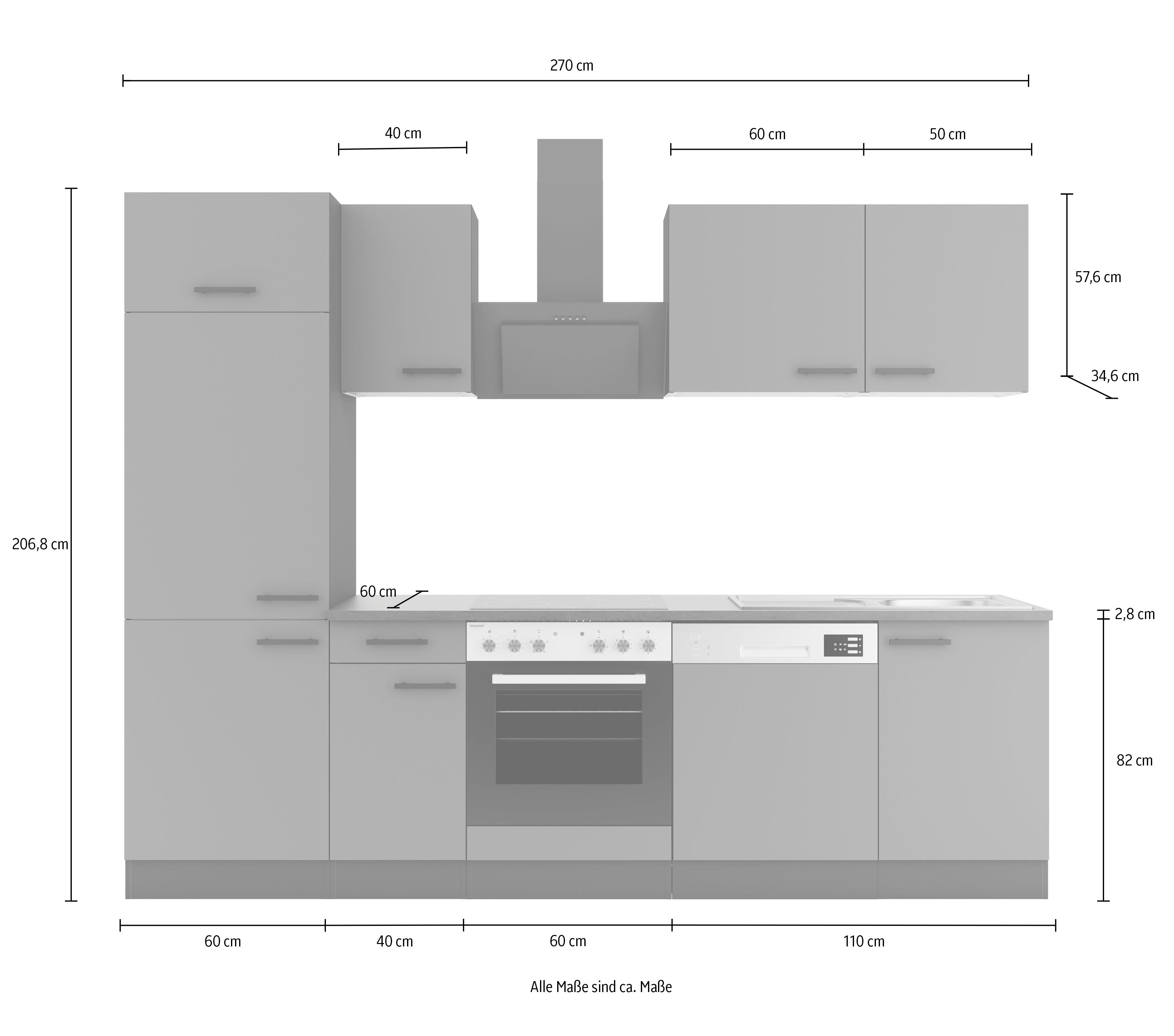 OPTIFIT Keuken Bella Breedte 270 cm, optioneel met elektrische apparaten