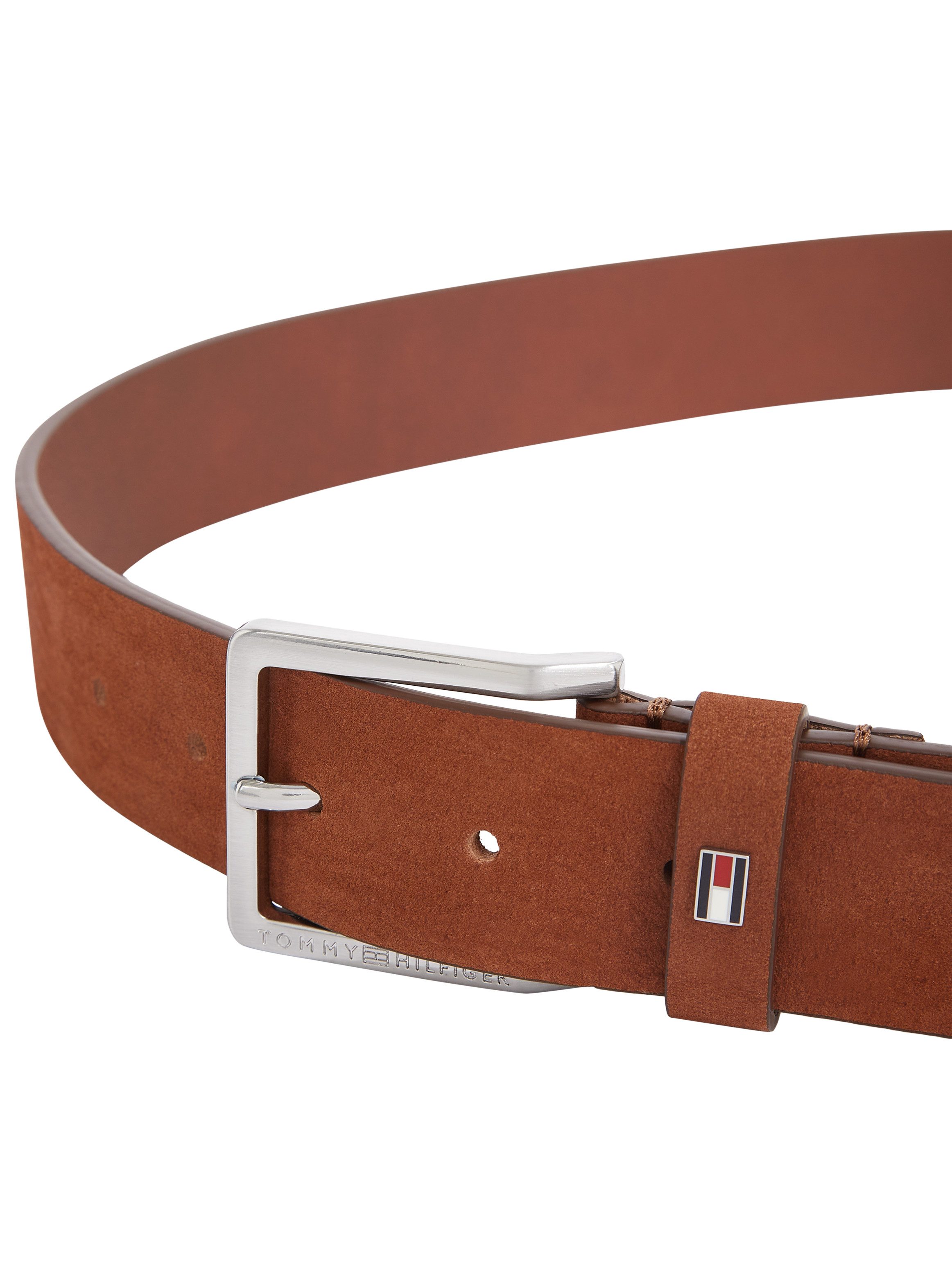 Tommy Hilfiger Leren riem OLIVER NUBUCK 3.5 Metalen patch eenvoudige doornsluiting