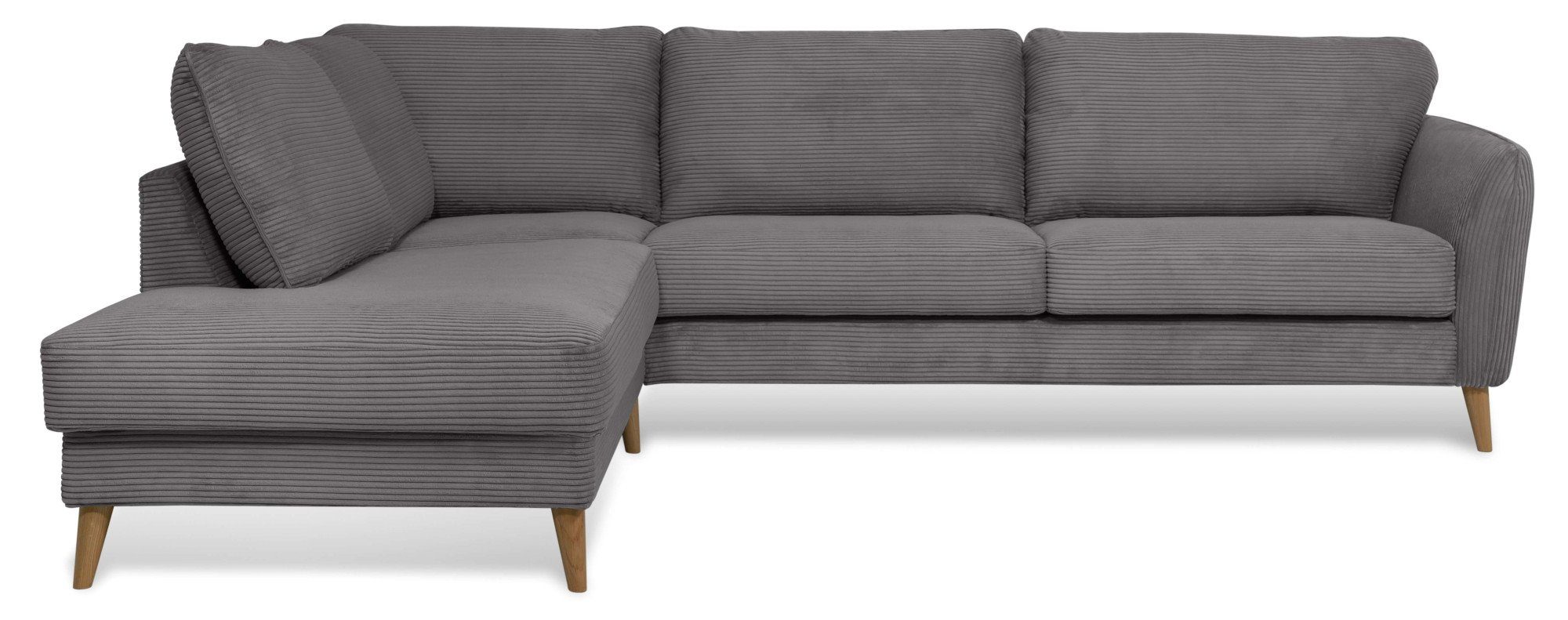 Home affaire Hoekbank MARSEILLE 278x202 cm, L-model, Ottom. Rechts/links Massief houten poten van eiken, in verschillend overtrekken en kleurvarianten