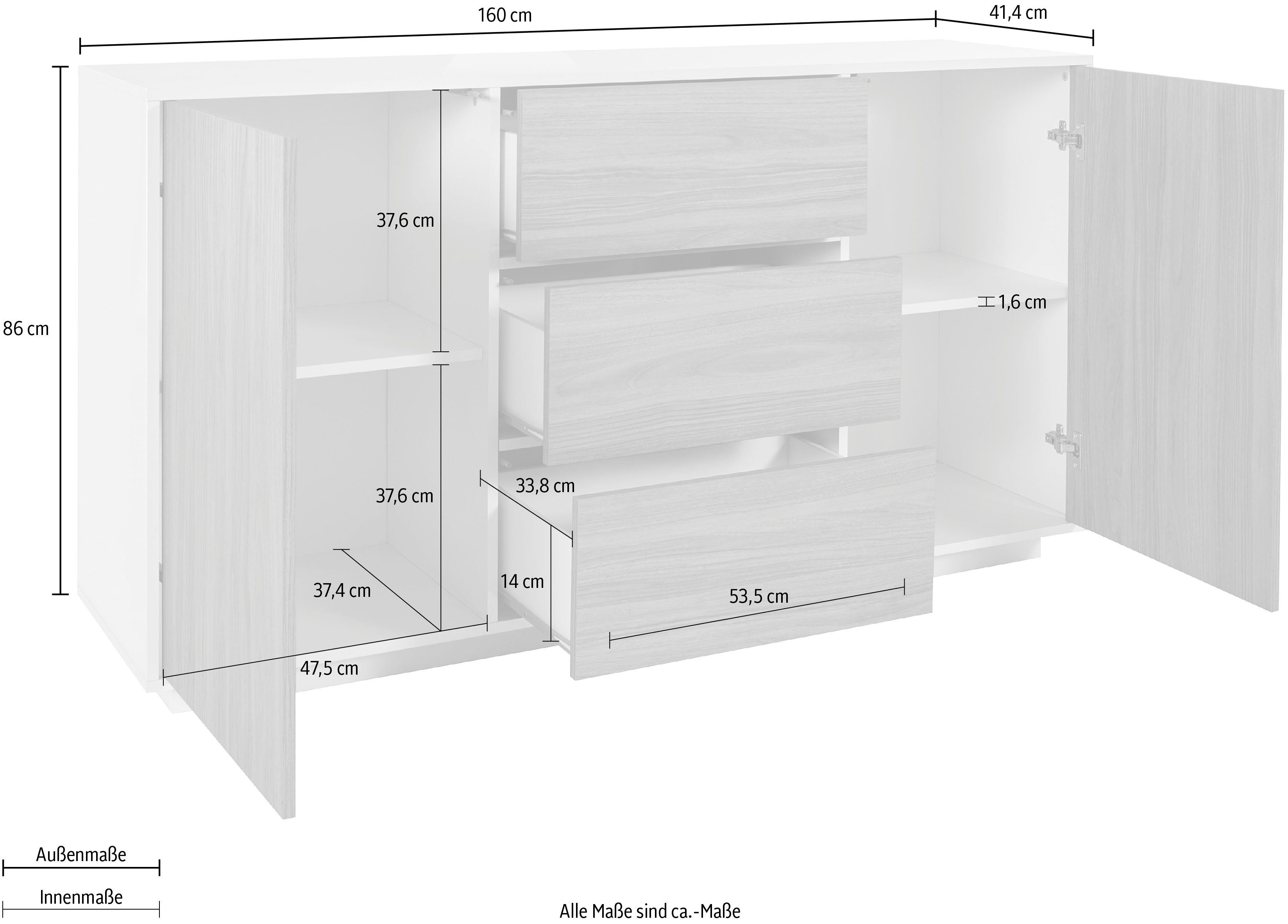 INOSIGN Dressoir Bloom Breedte ca. 160 cm
