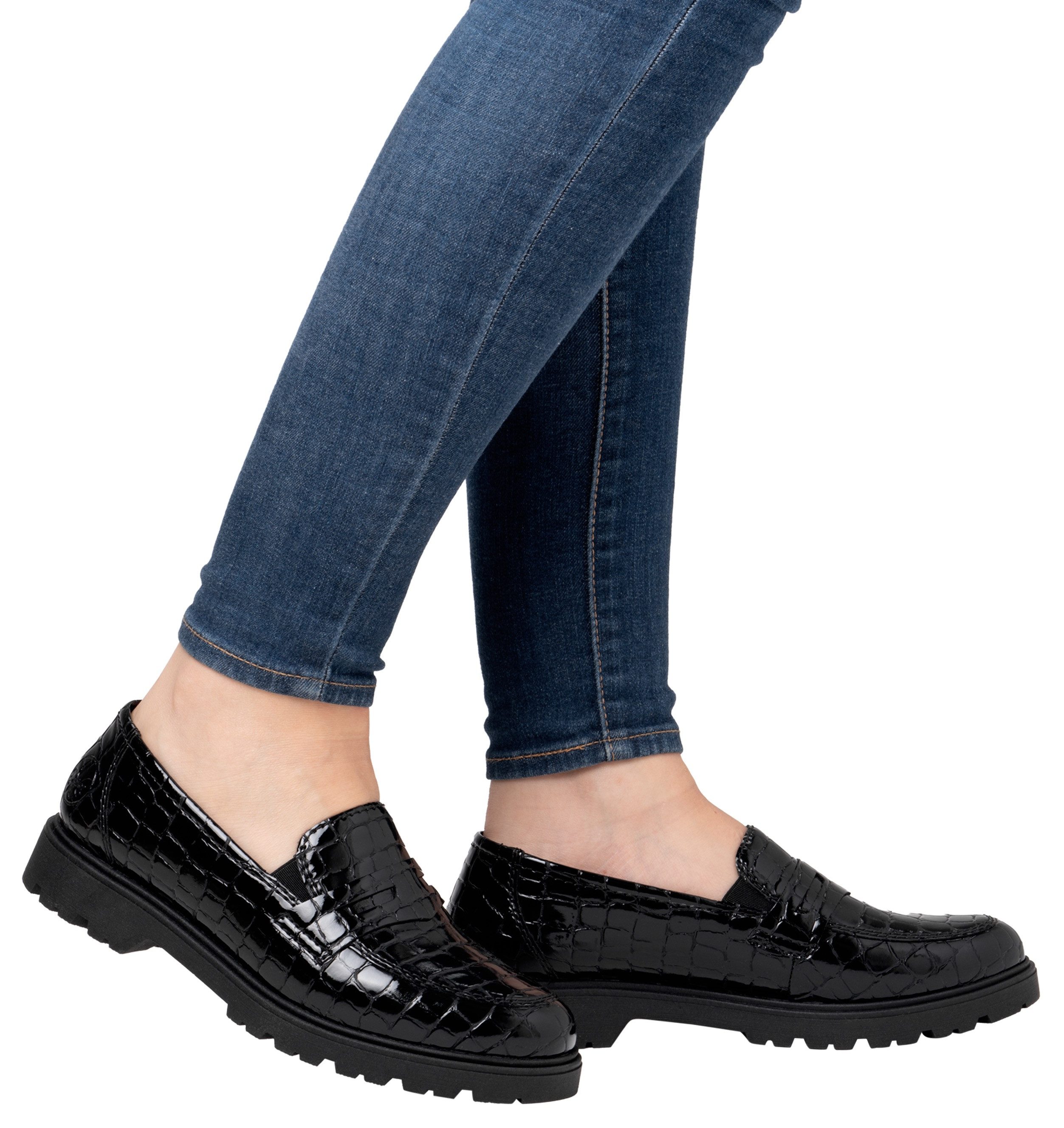 Rieker Loafers slippers, instapschoen, college schoenmet kleine elastieken
