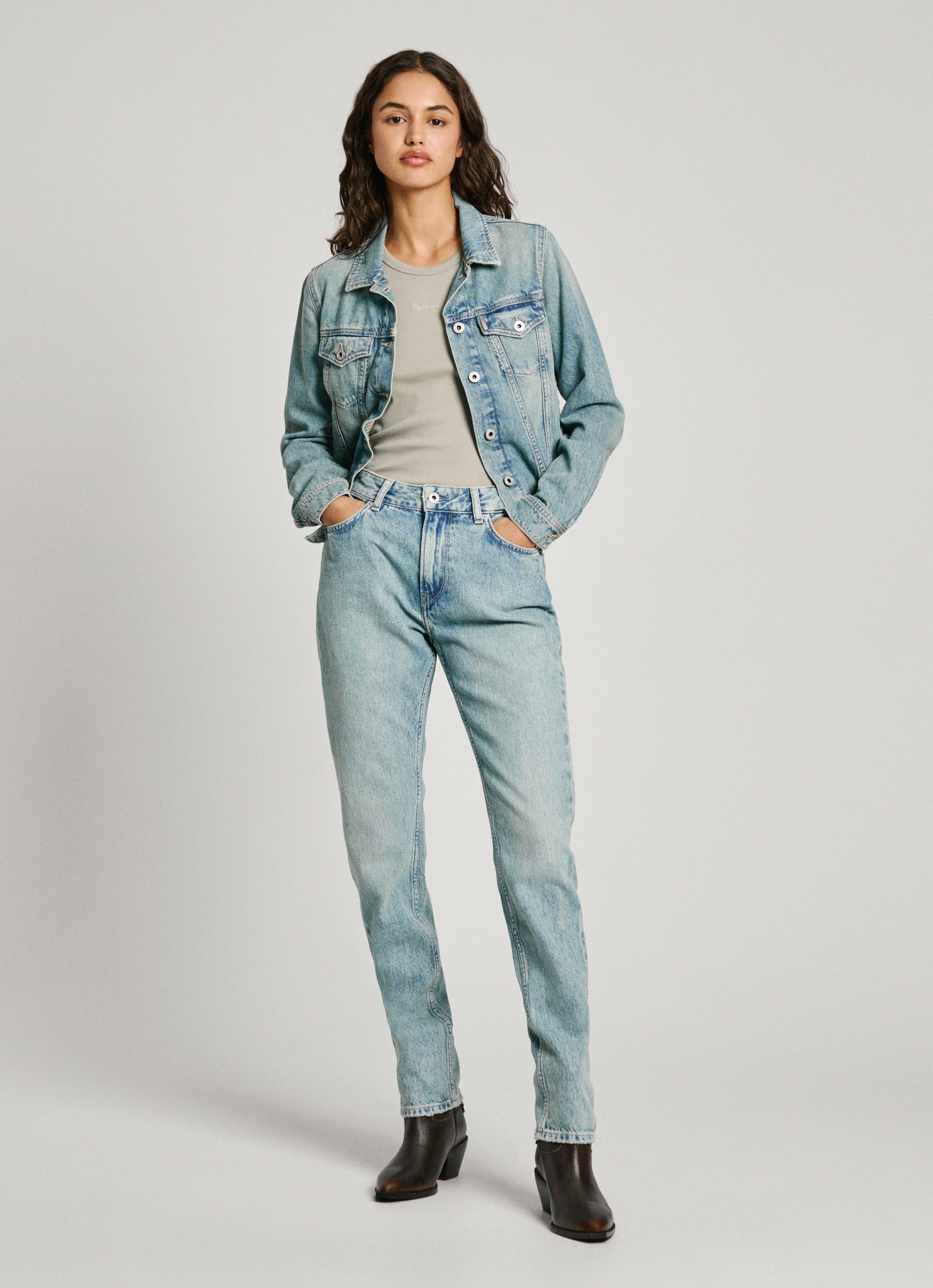 Pepe Jeans Straight jeans Met normale taille van robuust katoen-denim