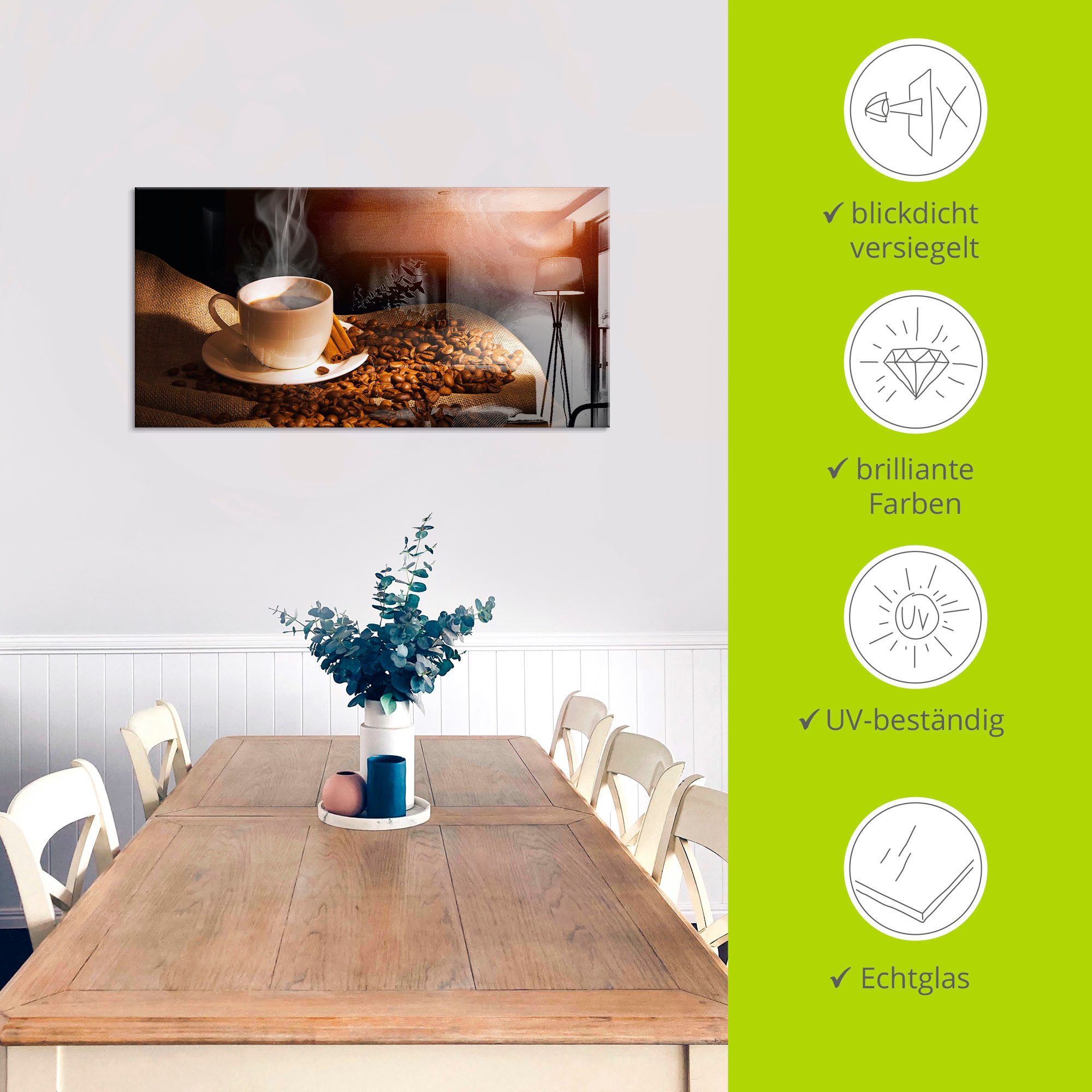 Artland Print op glas Stomend kopje koffie in verschillende maten