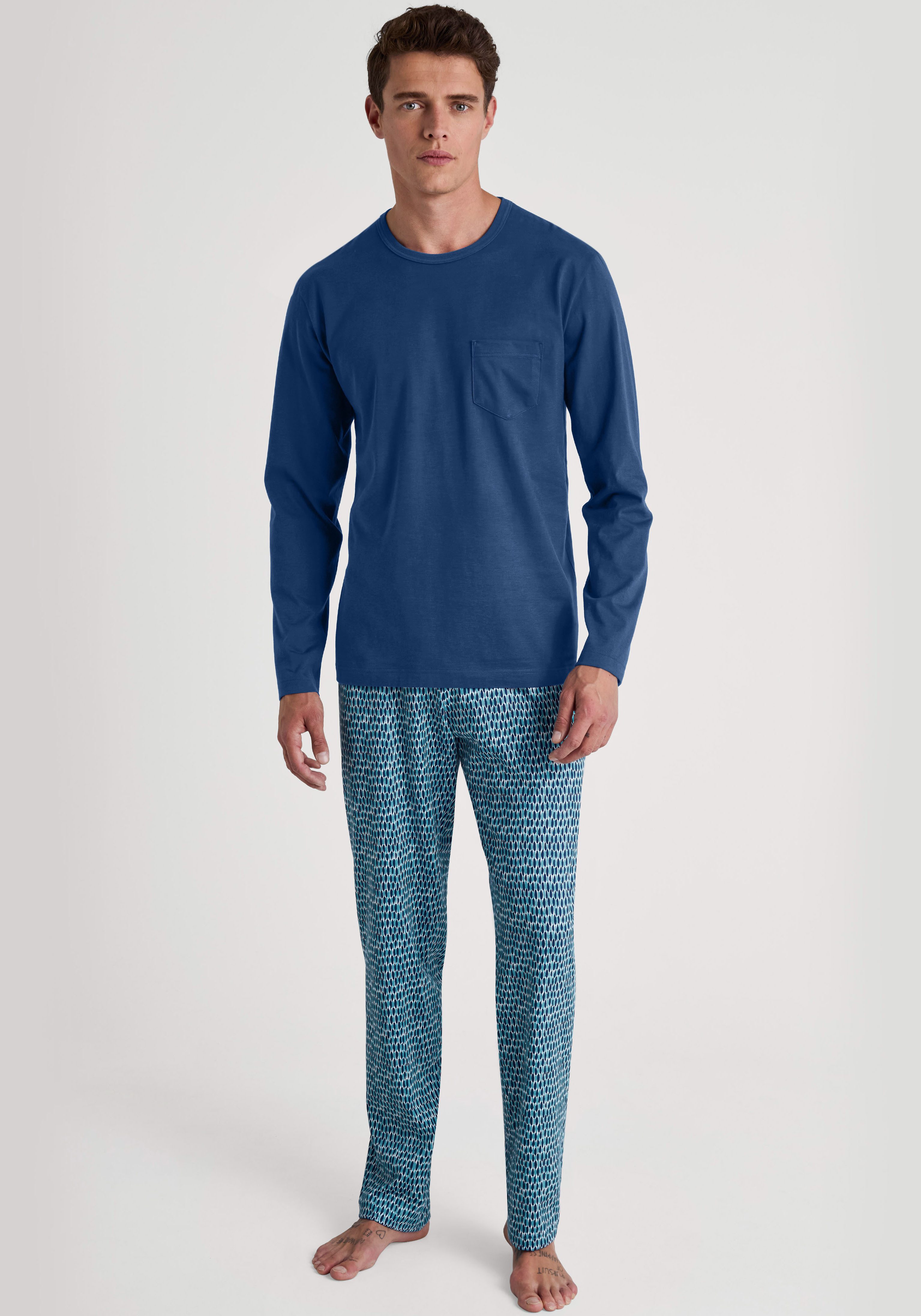 CALIDA Pyjama Relax Imprint Langarm-shirt & broek met rechte pijp (2-delig)