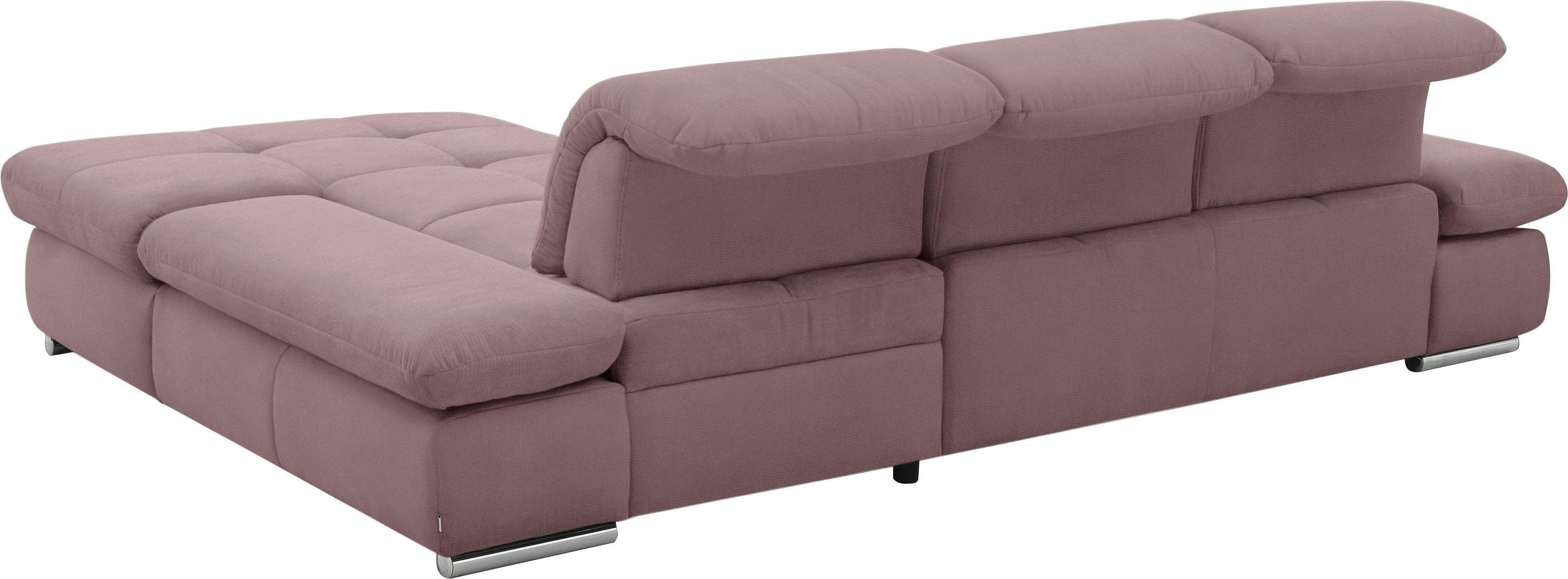 set one by Musterring Hoekbank SO4100 V met verstelbare hoofdeinden, optioneel met functies, cord bekleding