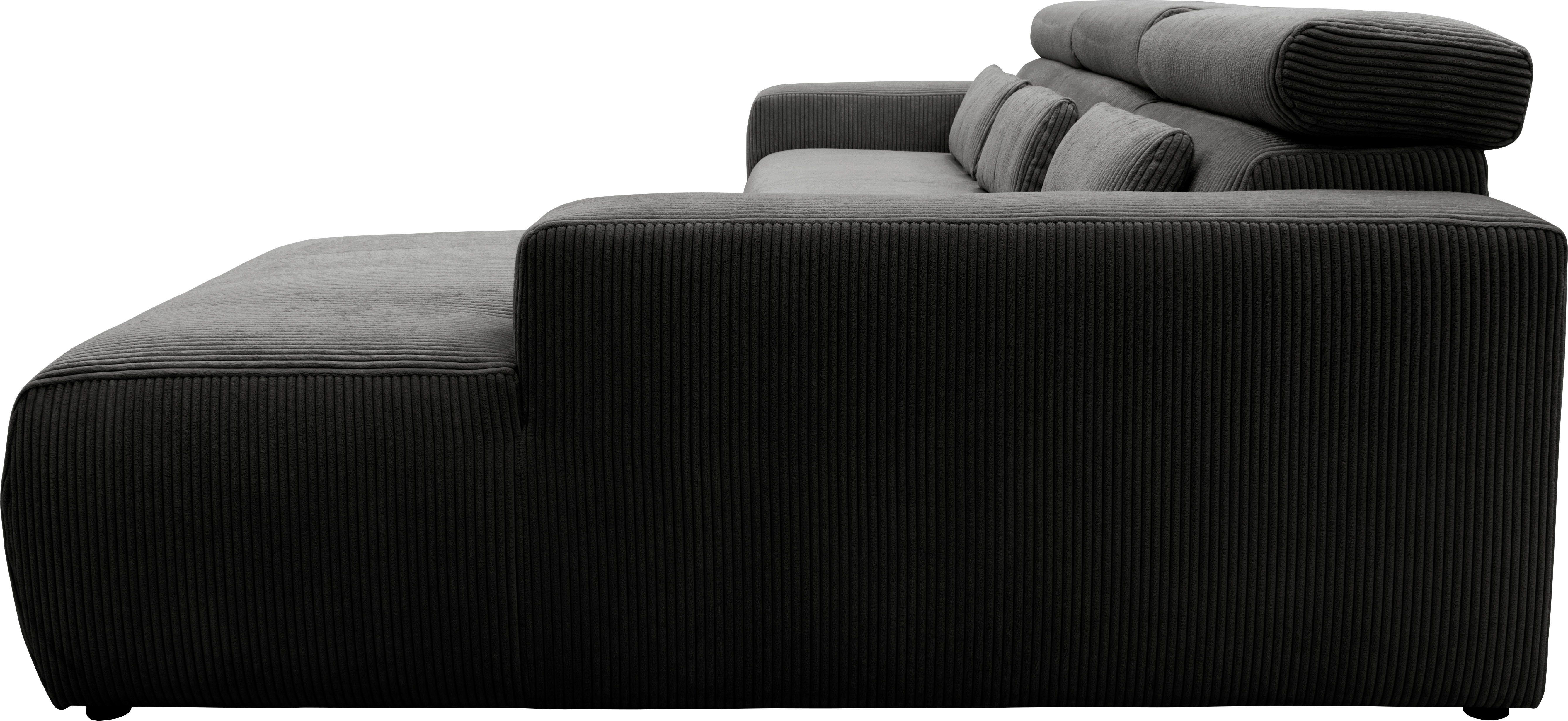 DOMO collection Hoekbank Brandon B/D/H: 289/177/80 cm, keuze met zitdiepteverstelling, L-vorm