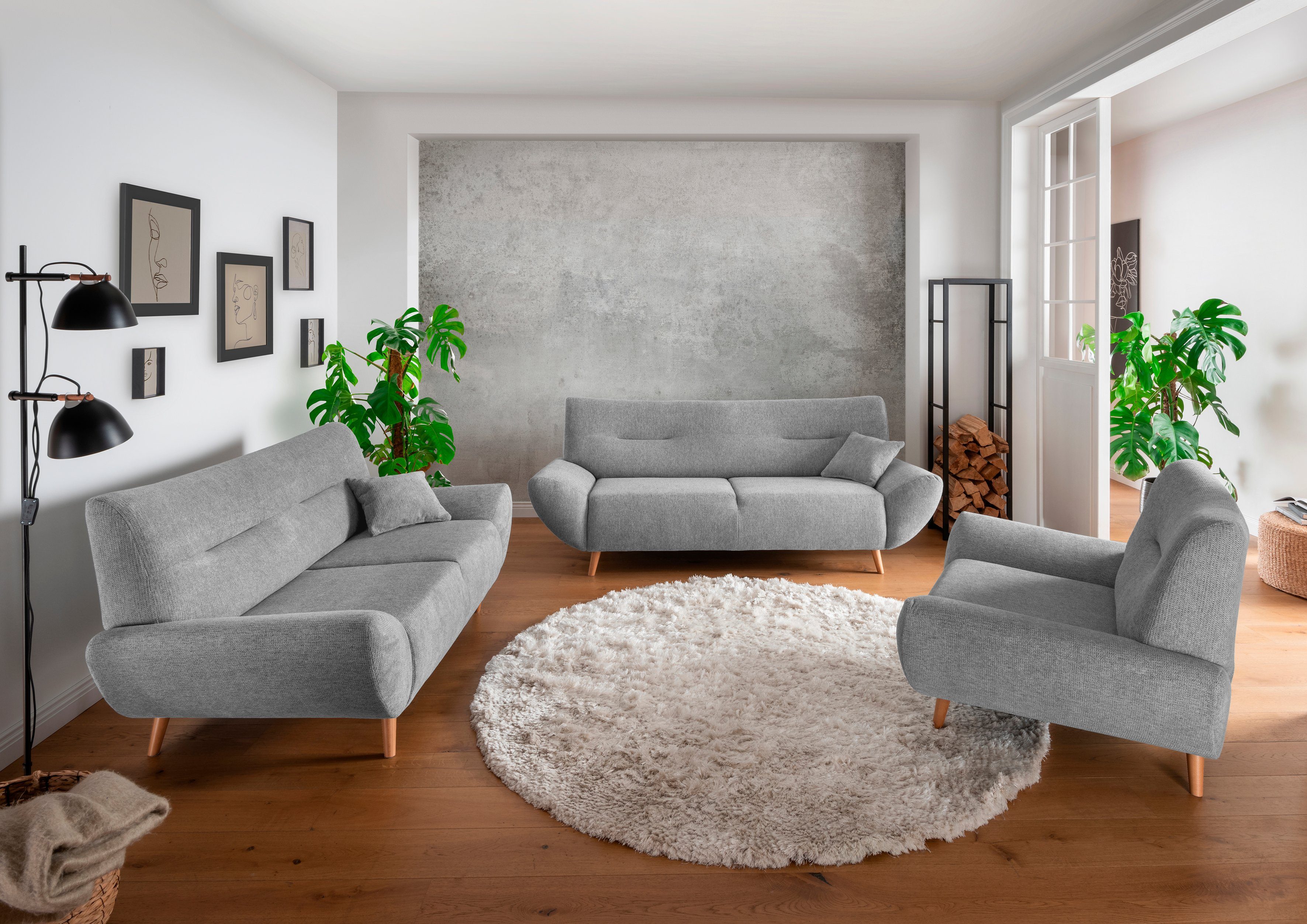 INOSIGN 2-zitsbank Drago elegant en tijdloos, comfortabel, houten voet