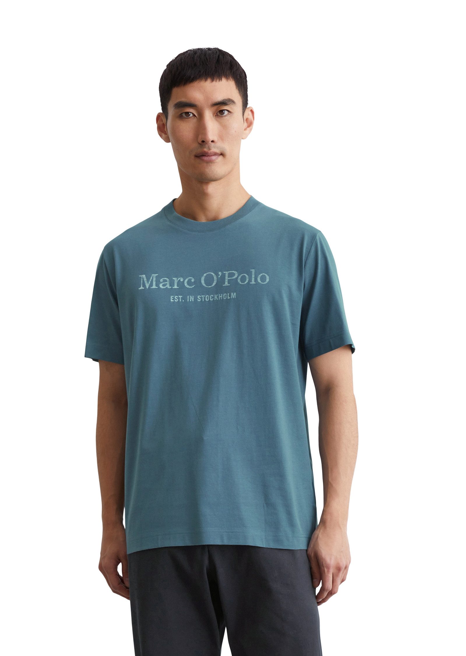 Marc O'Polo T-shirt met tonale label-print aan de voorkant