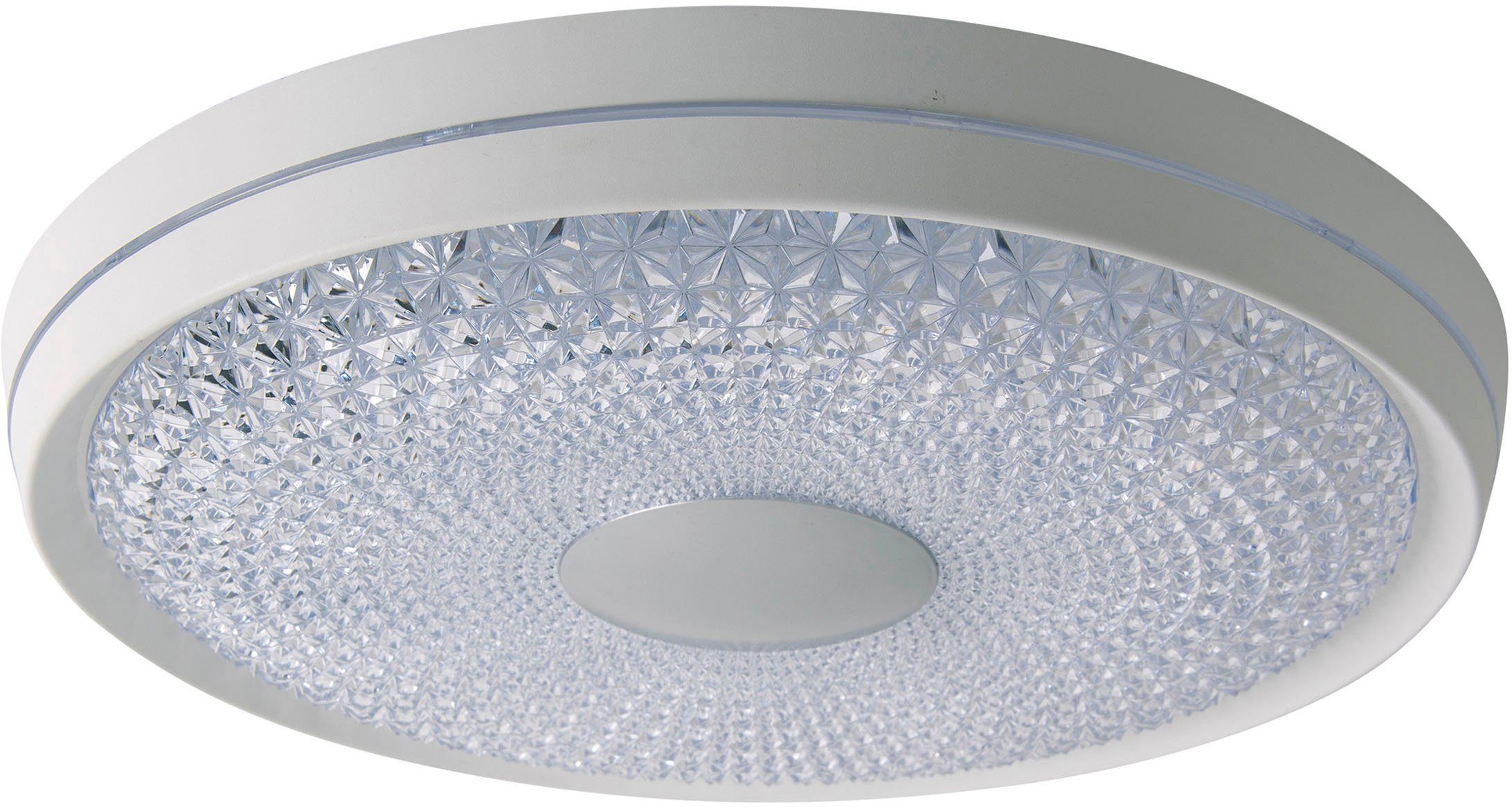 näve Led-plafondlamp BOISE dimbaar, cct-kleurwissel in 3-niveaus via afstandsbediening, kristaluitstraling (1 stuk)