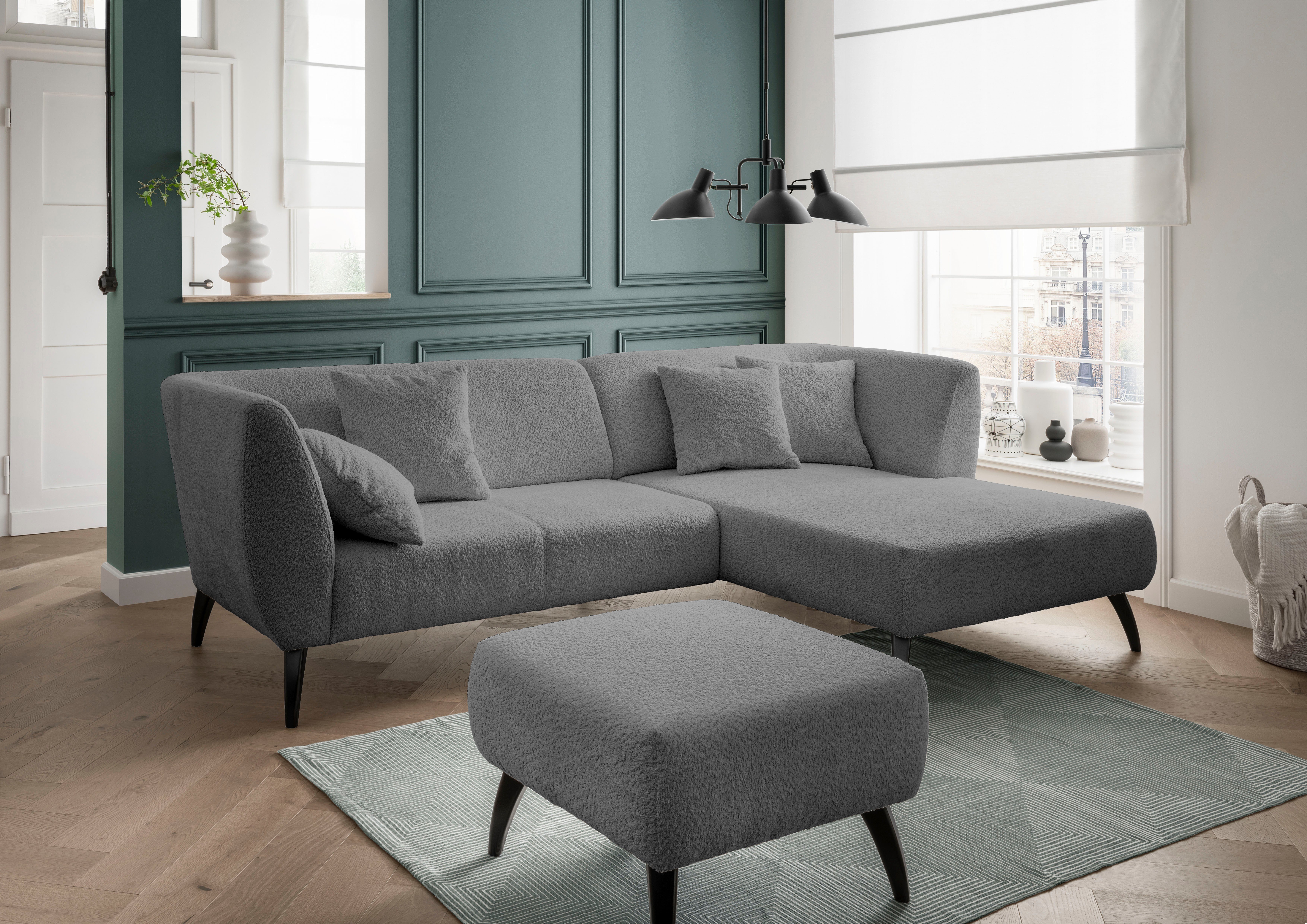 INOSIGN Hocker Colori Kleur houten poten naar keuze, verschillende stoffen, hoogwaardige stof