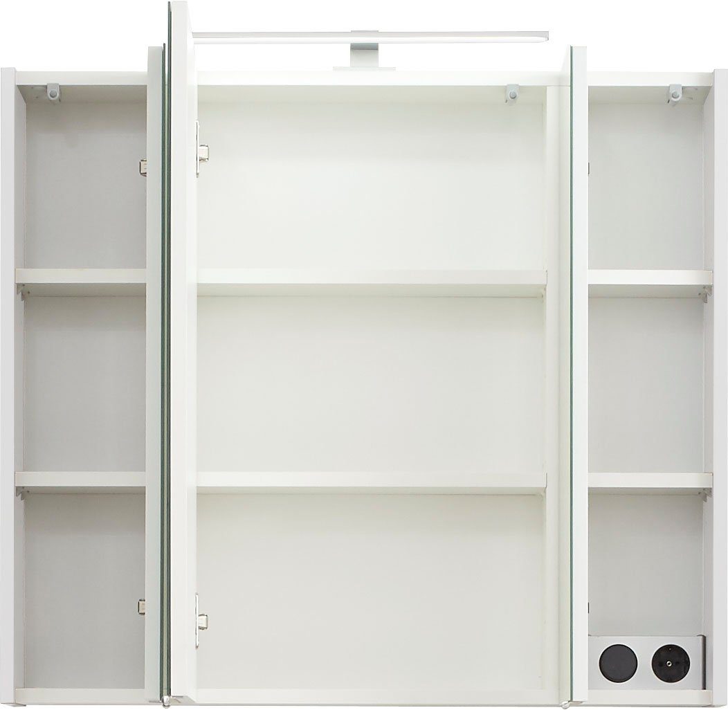 Saphir Badkamerserie Quickset 5-delig, keramische wastafel en LED-spiegelkast Halfhoge kast, onderkast, hangend kastje, inclusief deurdemper, 7 deuren (6-delig)