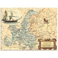 artland print op glas kaart van europa (1 stuk) beige