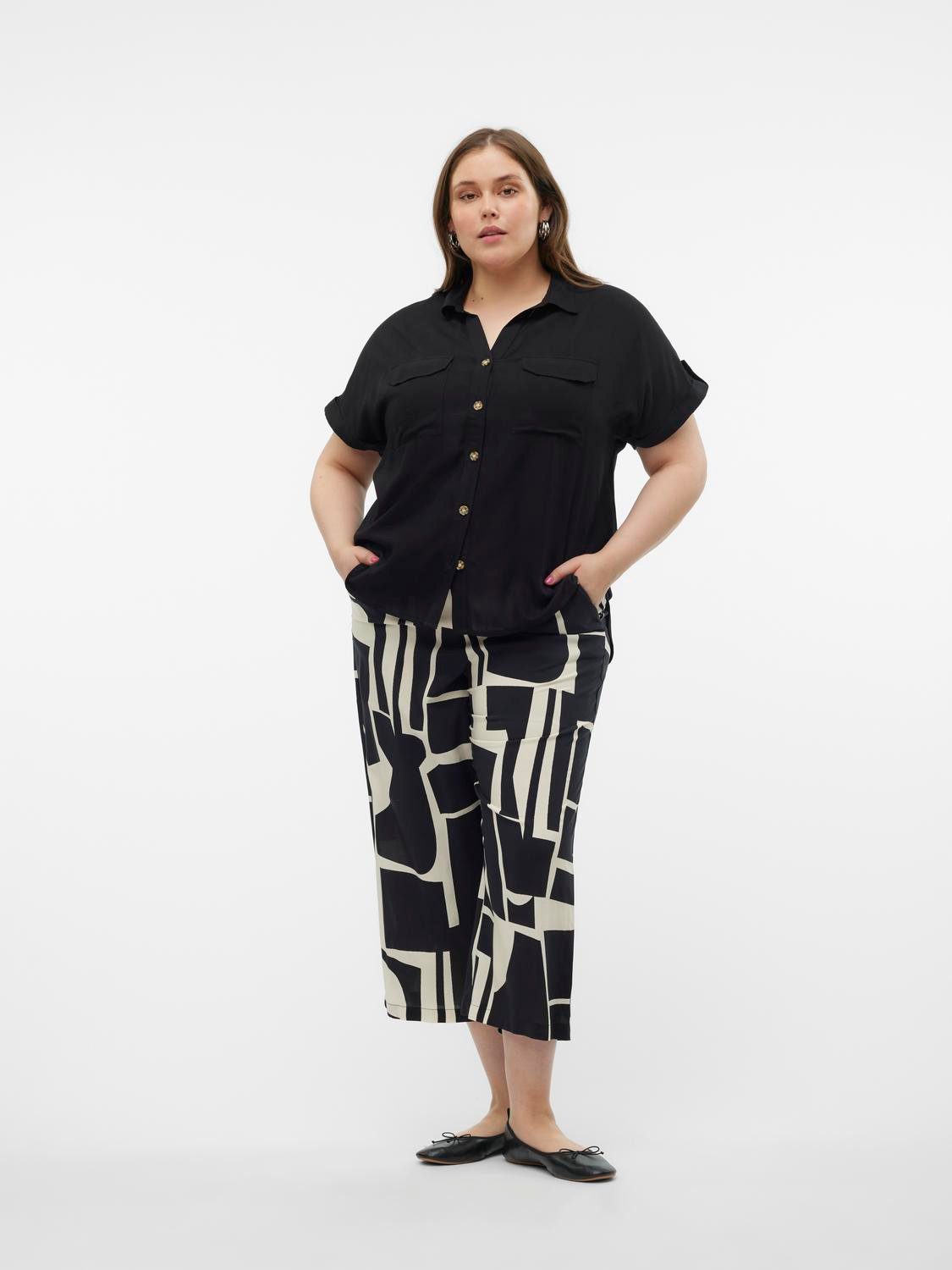 Vero Moda Curve Blouse met korte mouwen VMCBUMPY S S SHIRT WVN GA CUR NOOS