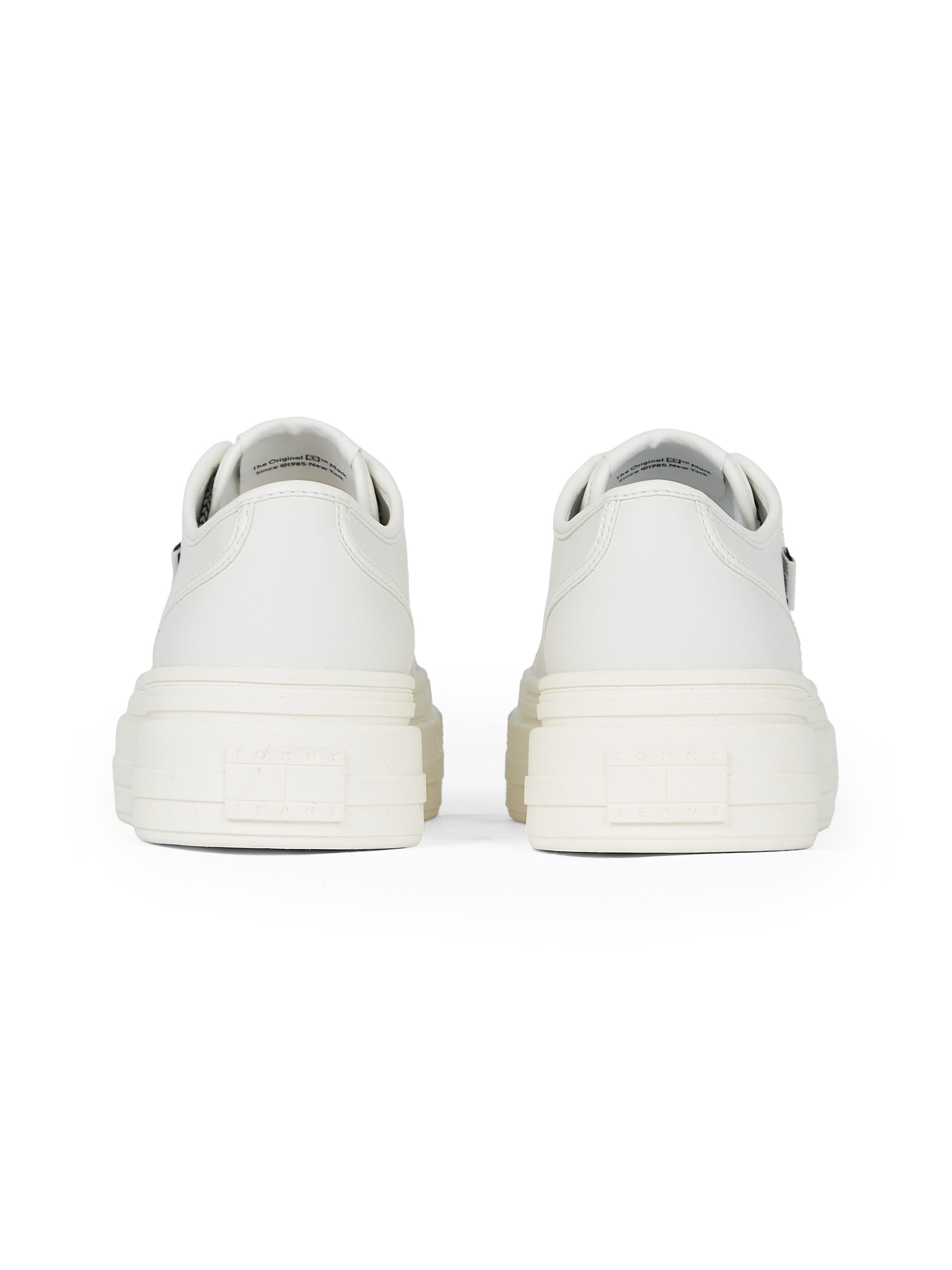 TOMMY JEANS Plateausneakers TJW FOXING VULC LC LEATHER , vrijetijdsschoen, lage schoen, veterschoen, contrast-veters