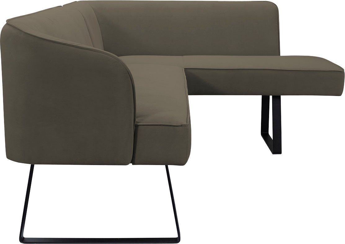 exxpo - sofa fashion Hoekbank Americano met opstaande naad en metalen poten, bekleding in verschillende kwaliteiten