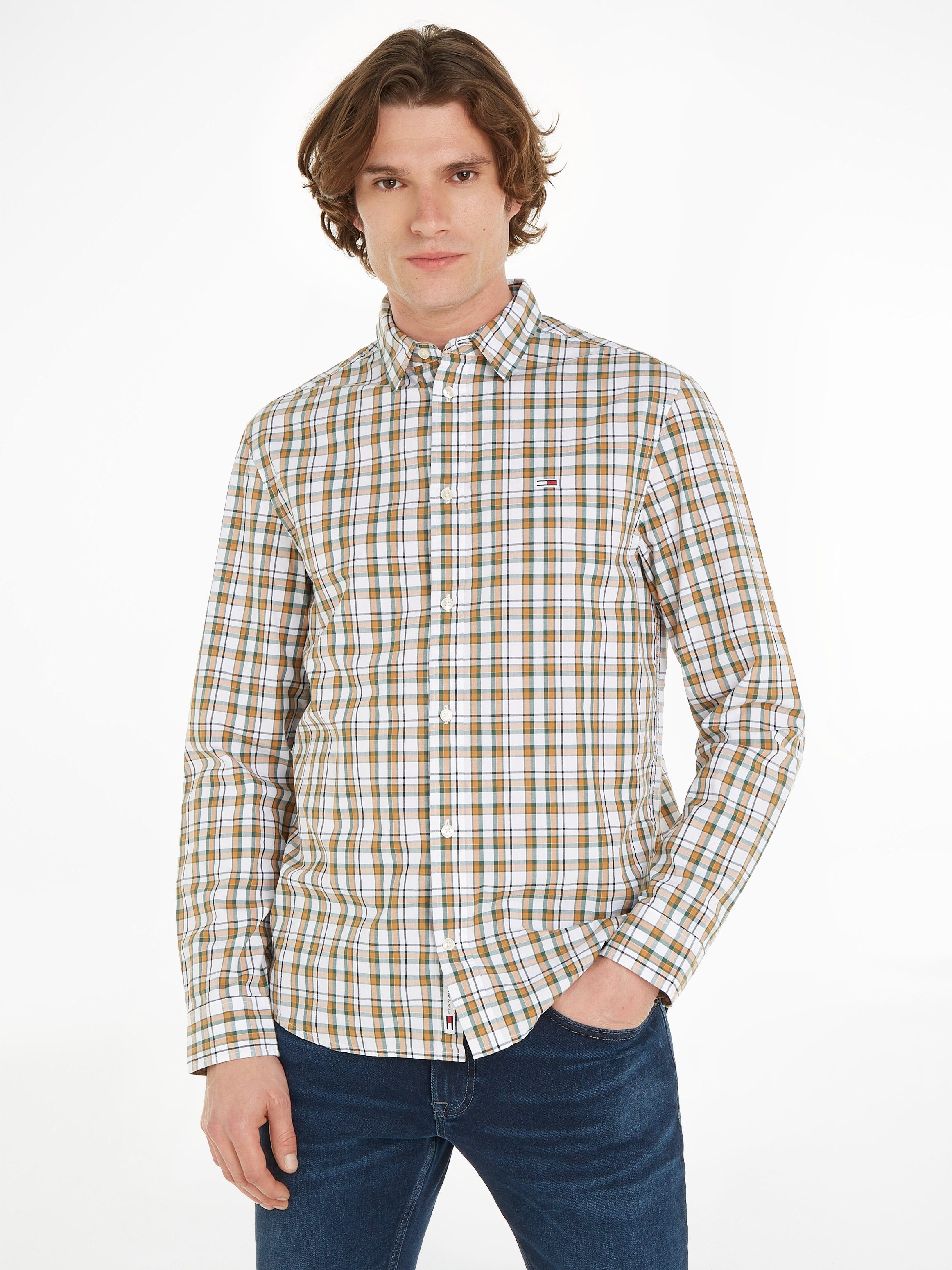 TOMMY JEANS Geruit overhemd TJM REG ESSENTIAL CHECK SHIRT heren casual overhemden maat S wit