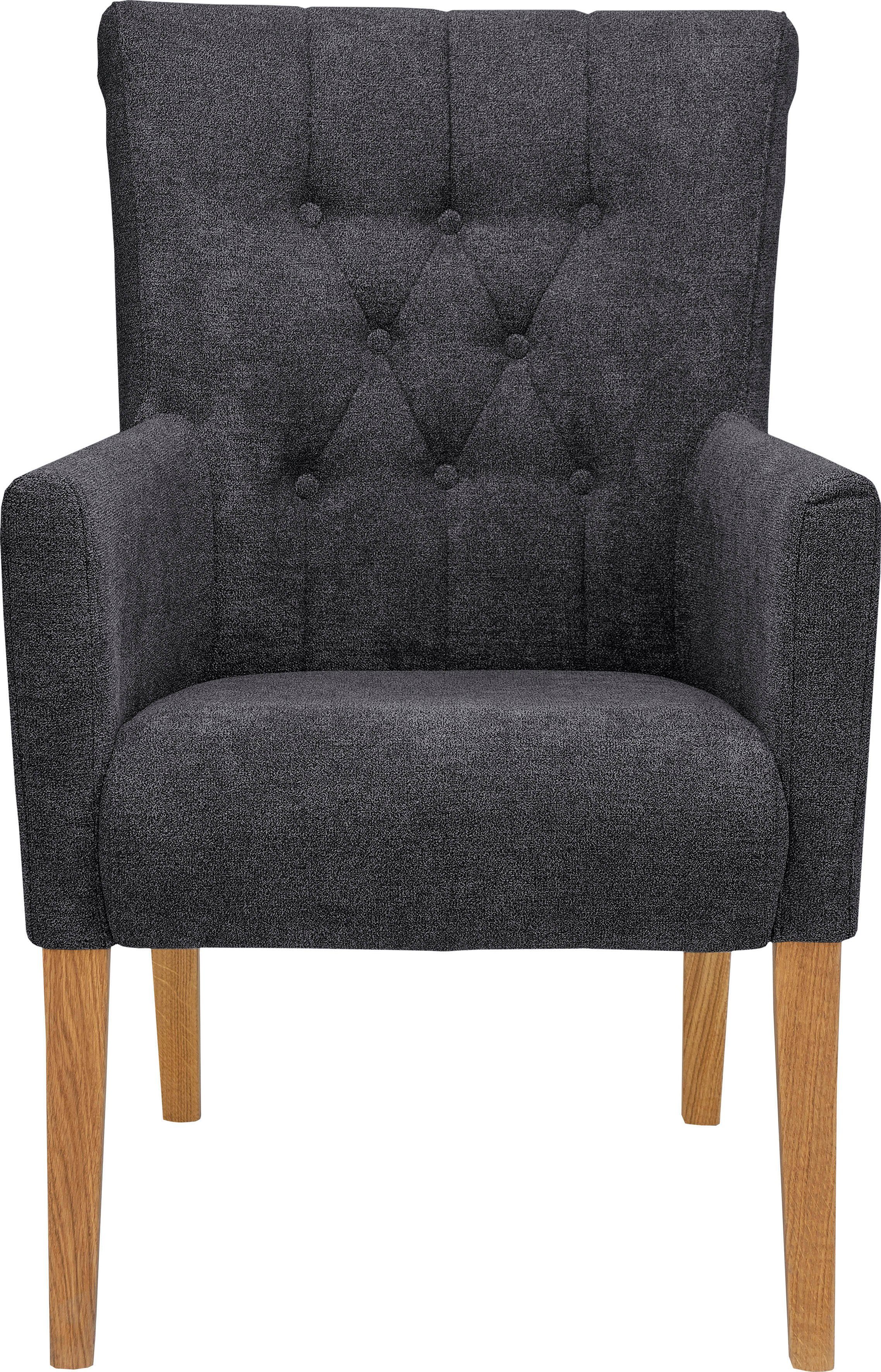 Home affaire Eetkamerstoel King Fauteuil met knoopdetails, gestoffeerde stoel (1 stuk)