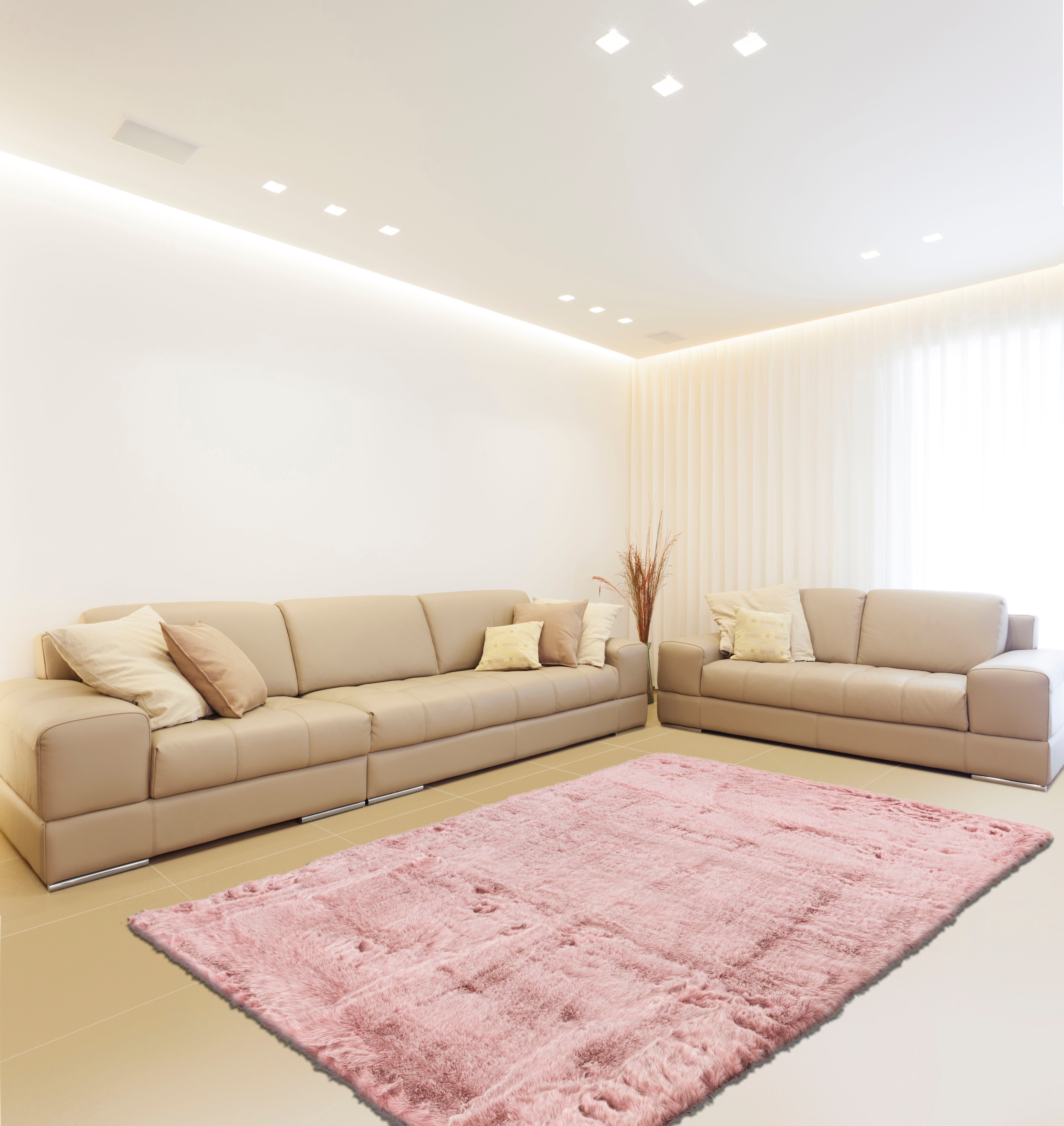 calo-deluxe Hoogpolig vloerkleed Emica-1000 Imitatiebont, woonkamer