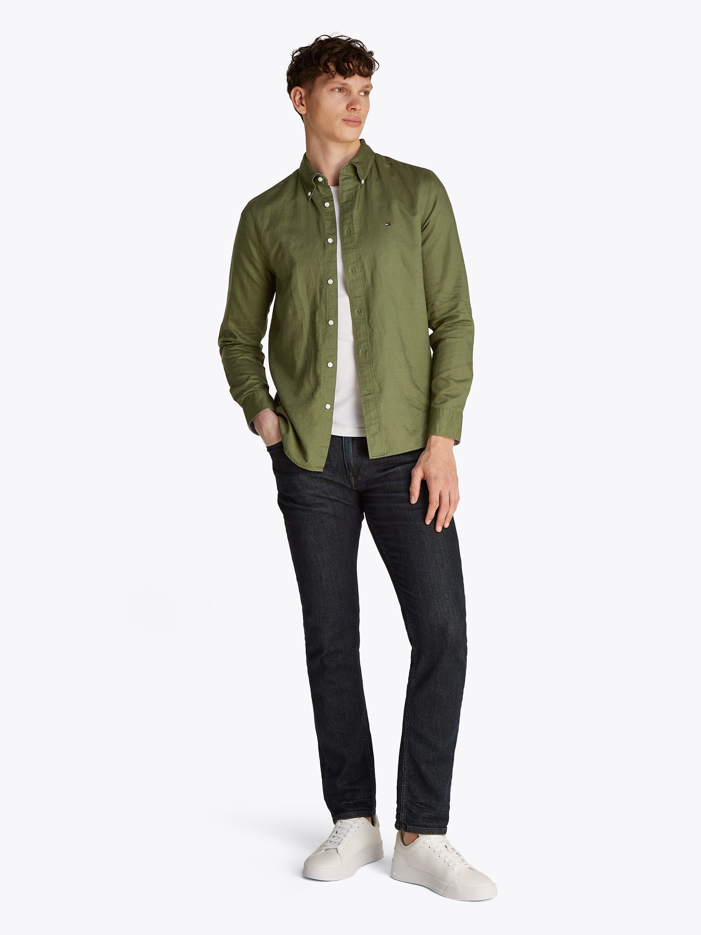 Tommy Hilfiger Overhemd met lange mouwen LINEN BLEND SOLID RF SHIRT