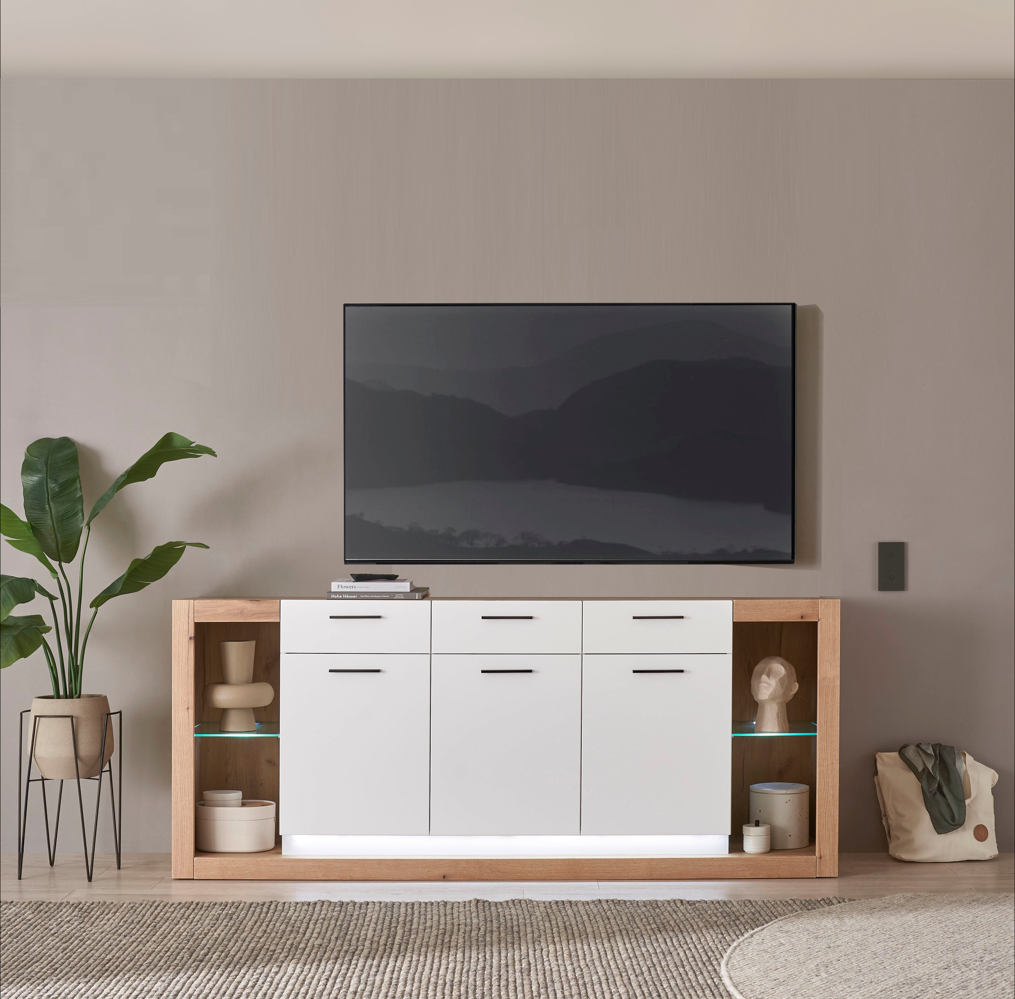 INOSIGN Dressoir Brixen, moderne commode, opberg element in eik Evoke decor Metalen grepen, voldoende opbergruimte, veelzijdig toepasbaar dressoirs