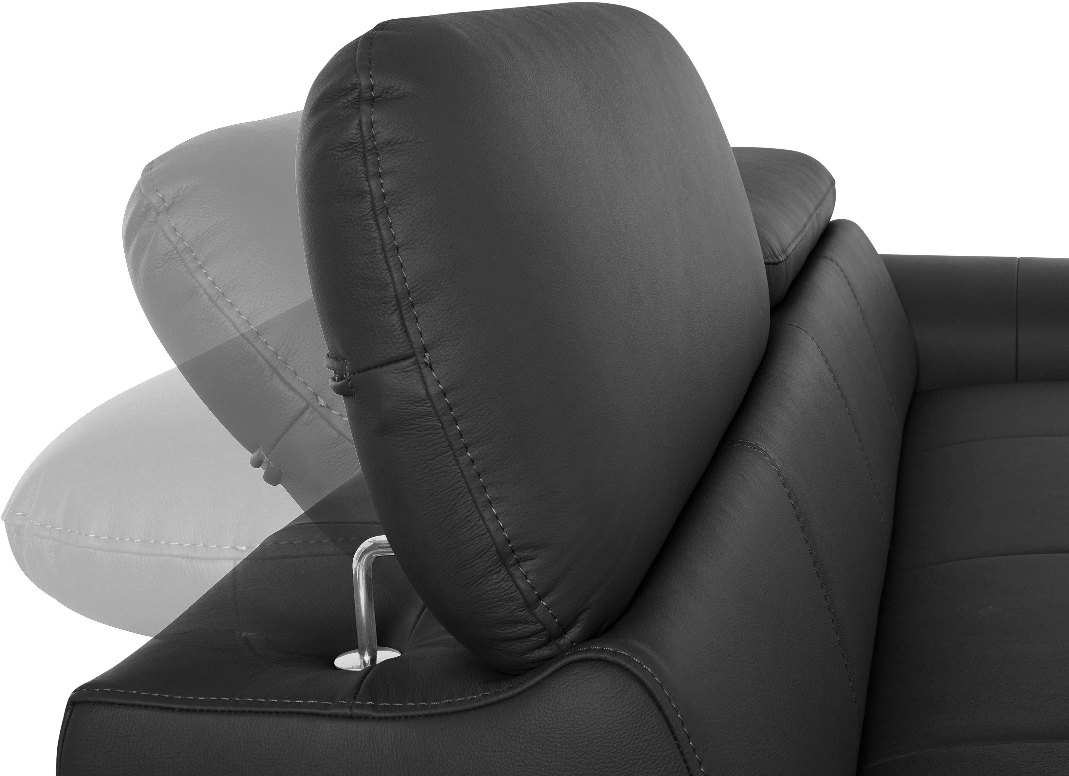 COTTA 3-zitsbank Chef Big-sofa met verstelbare rugleuning, elegante metalen poten